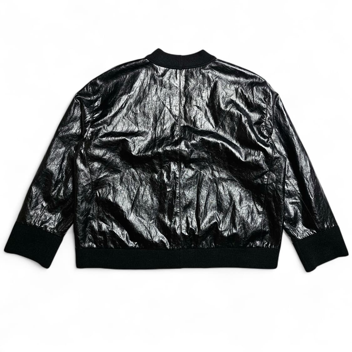 [88(66)][한섬 시스템SYSTEM] 페이크 레더 텍스트 블록 점퍼 상품이미지2