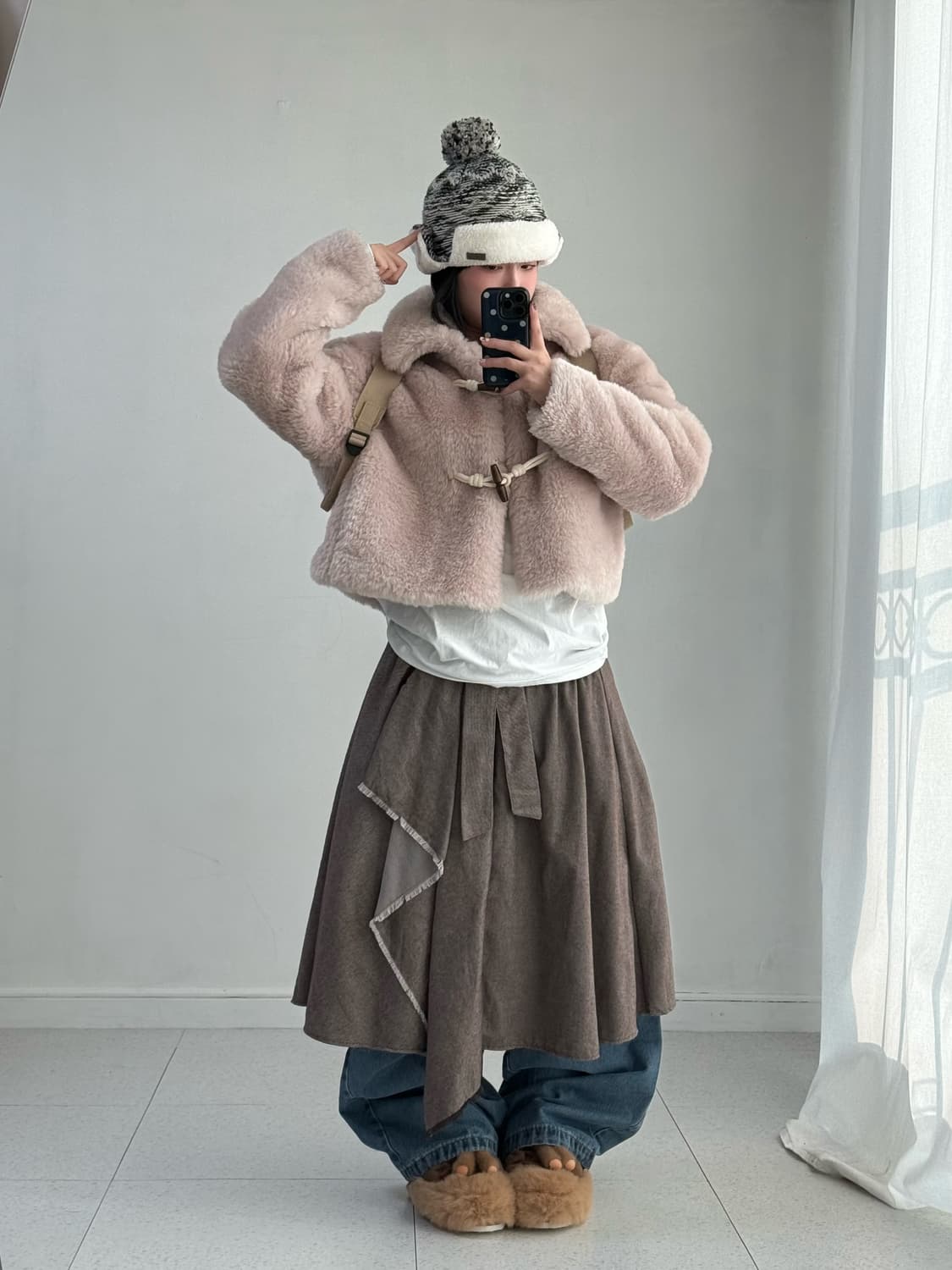 빈티지 떡볶이 크롭 퍼 자켓 상품이미지6