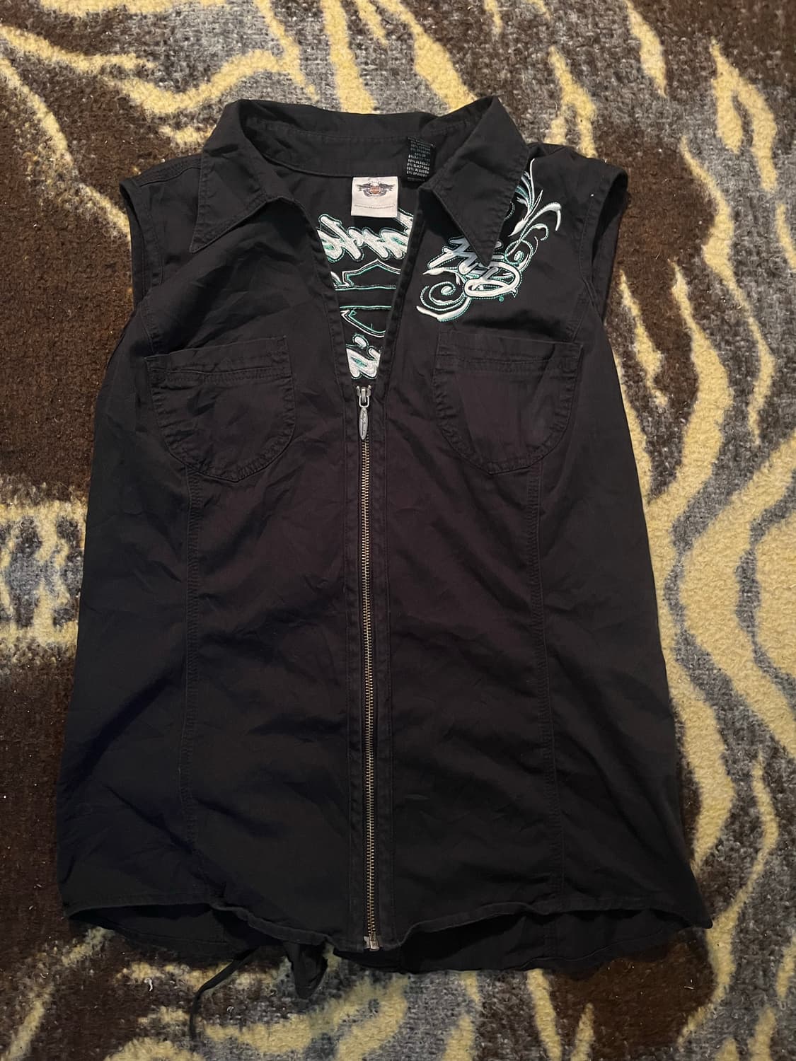 Harley davidson 레이스업 바이커 베스트 상품이미지3