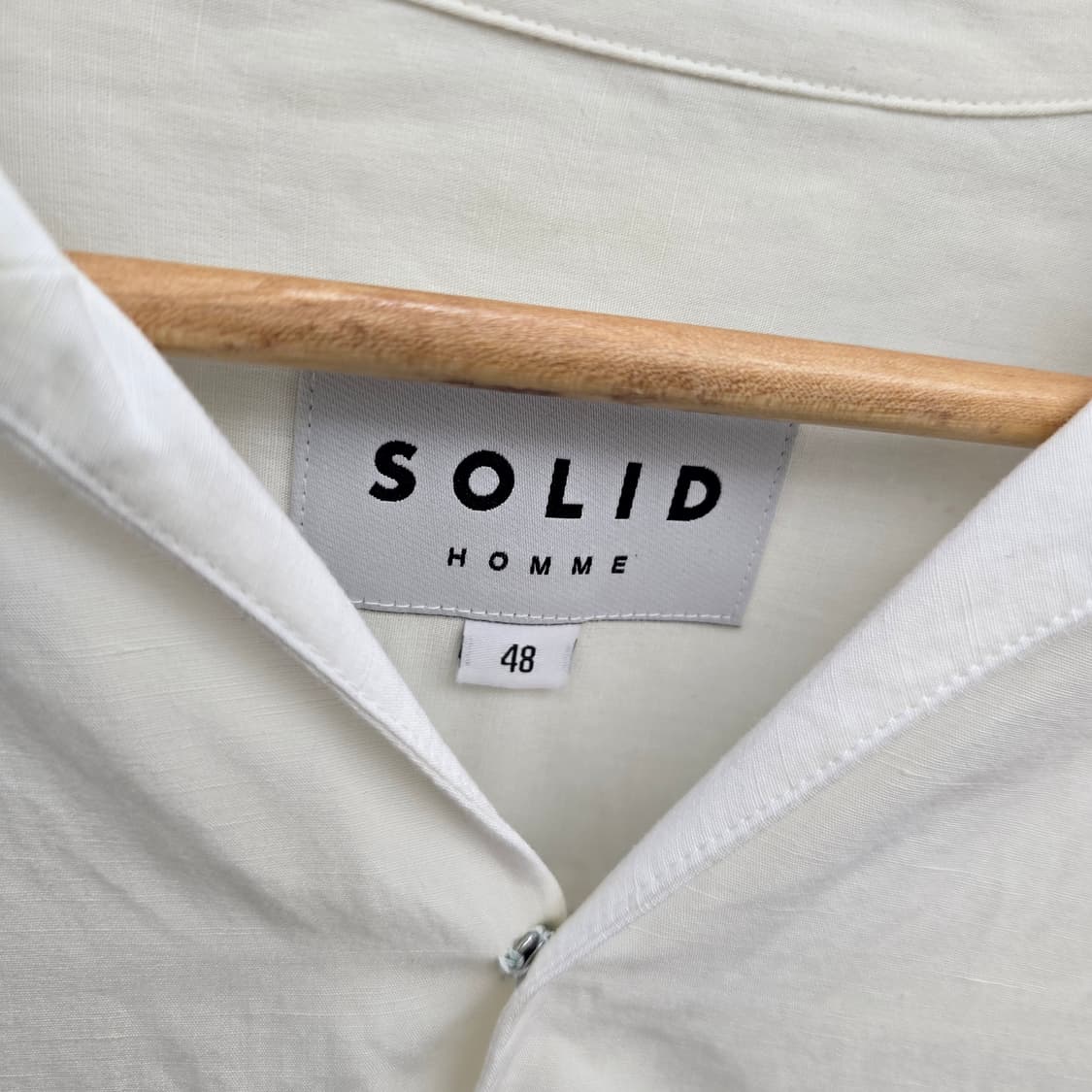 솔리드 옴므 7부 소매 셔츠 화이트 상품이미지4