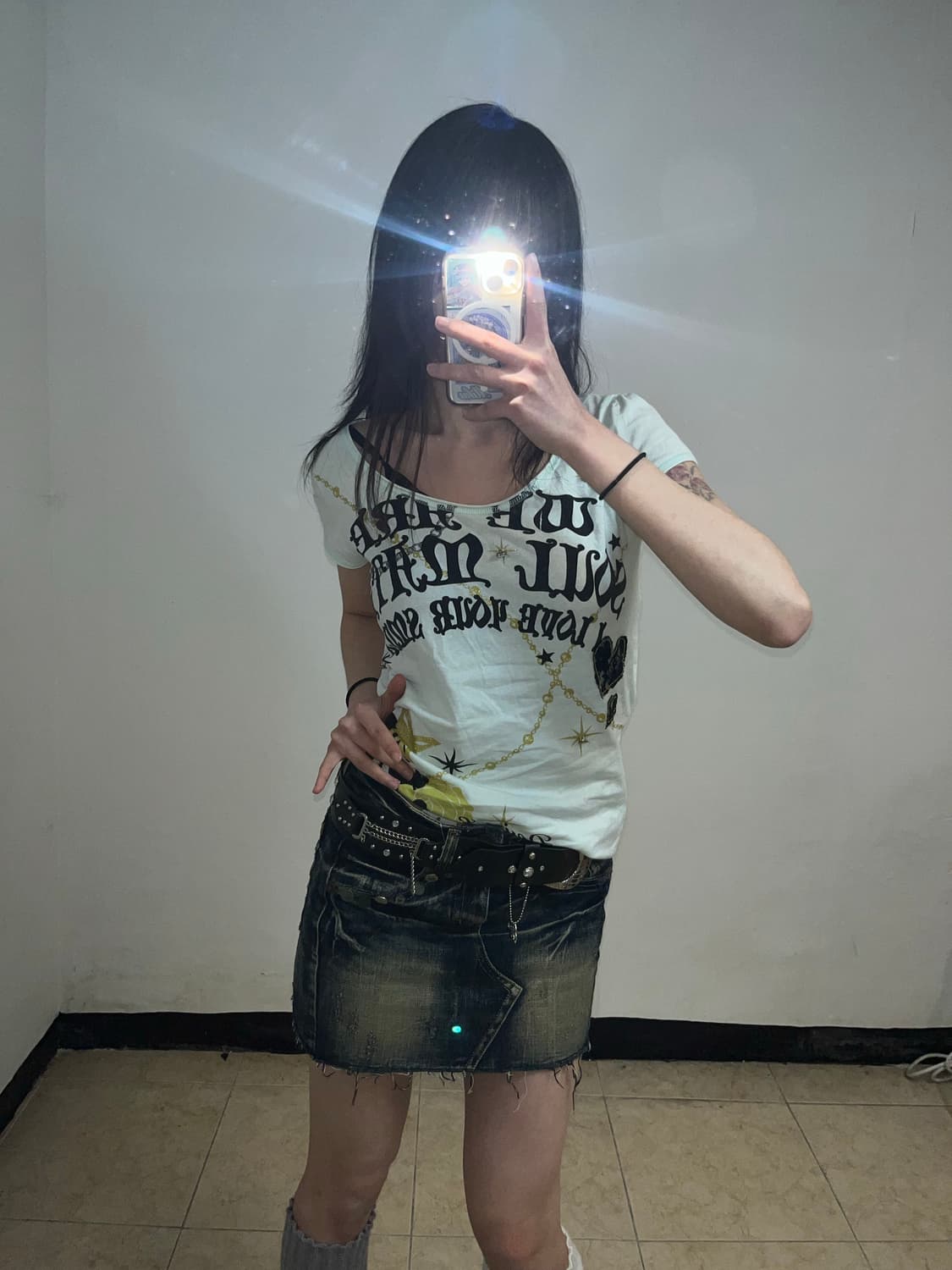 할로윈 민트 펑크 프린팅 티셔츠  상품이미지3