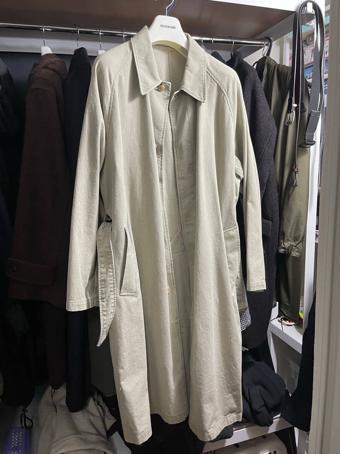 24ss 브라운야드 워시드 트렌치코트 올리브 3사이즈 상품이미지1