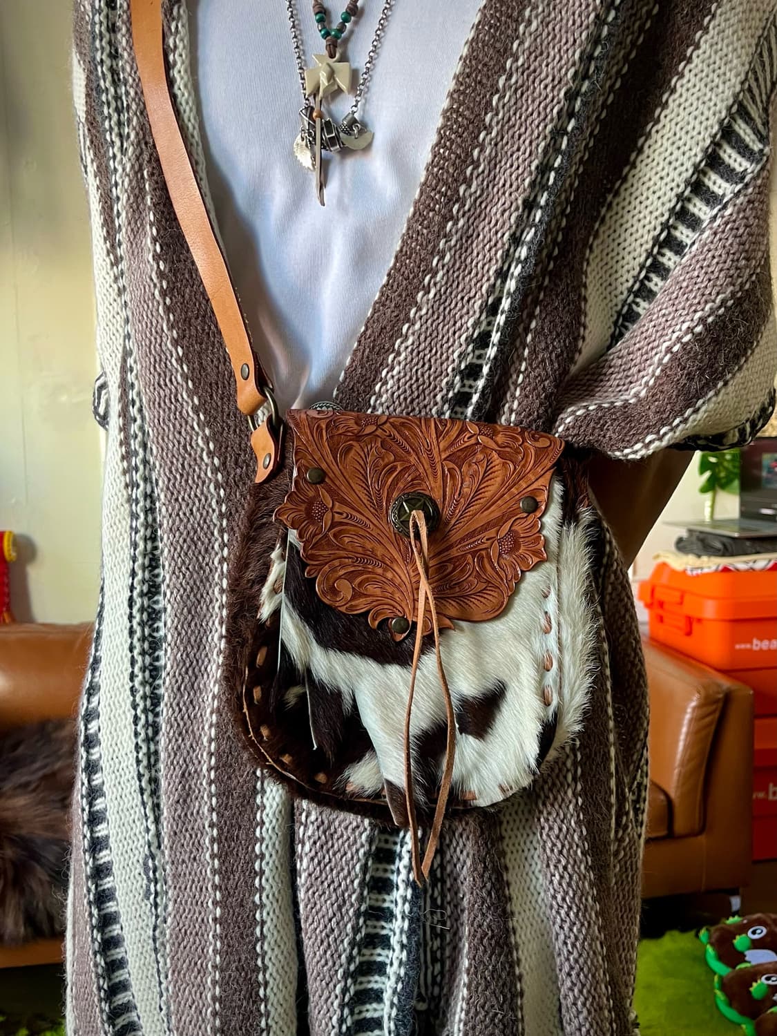 Western Motorcycle Calf-Skin Saddle Bag 상품이미지2