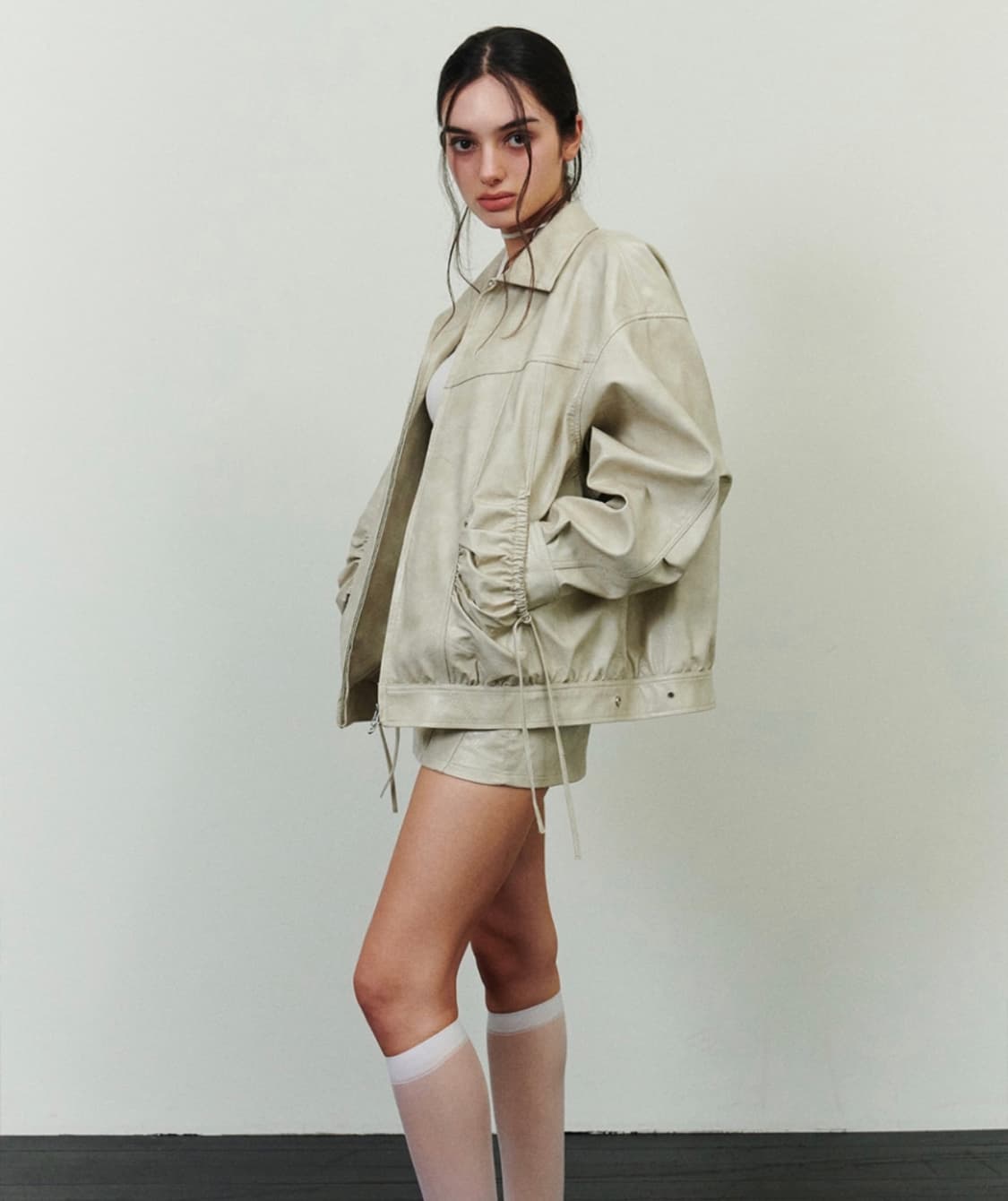 페인오어플레져 레더자켓 베이지 CIELO LEATHER JACKET 상품이미지1