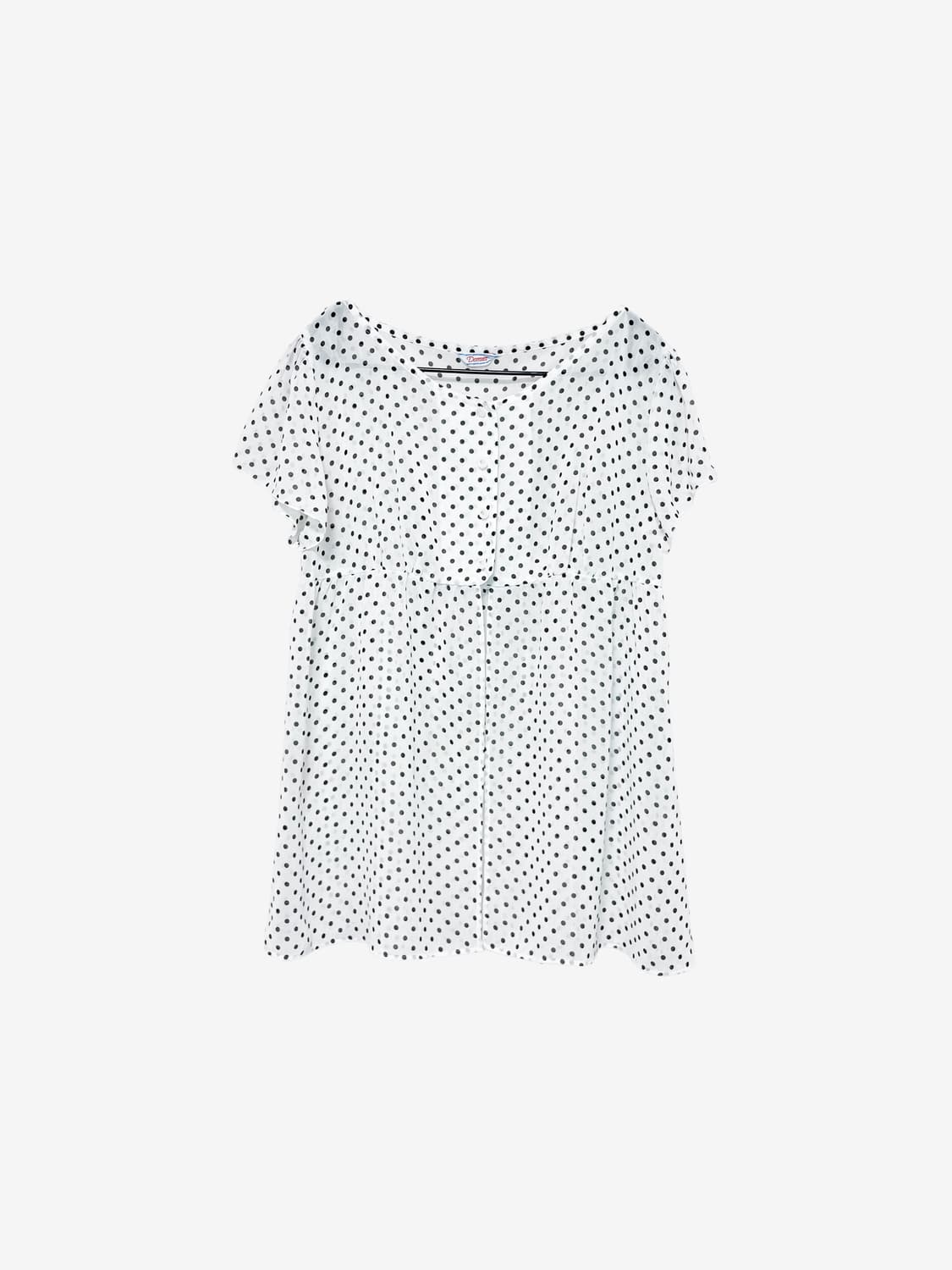 Silky Dot Ruffle Blouse - White 상품이미지5