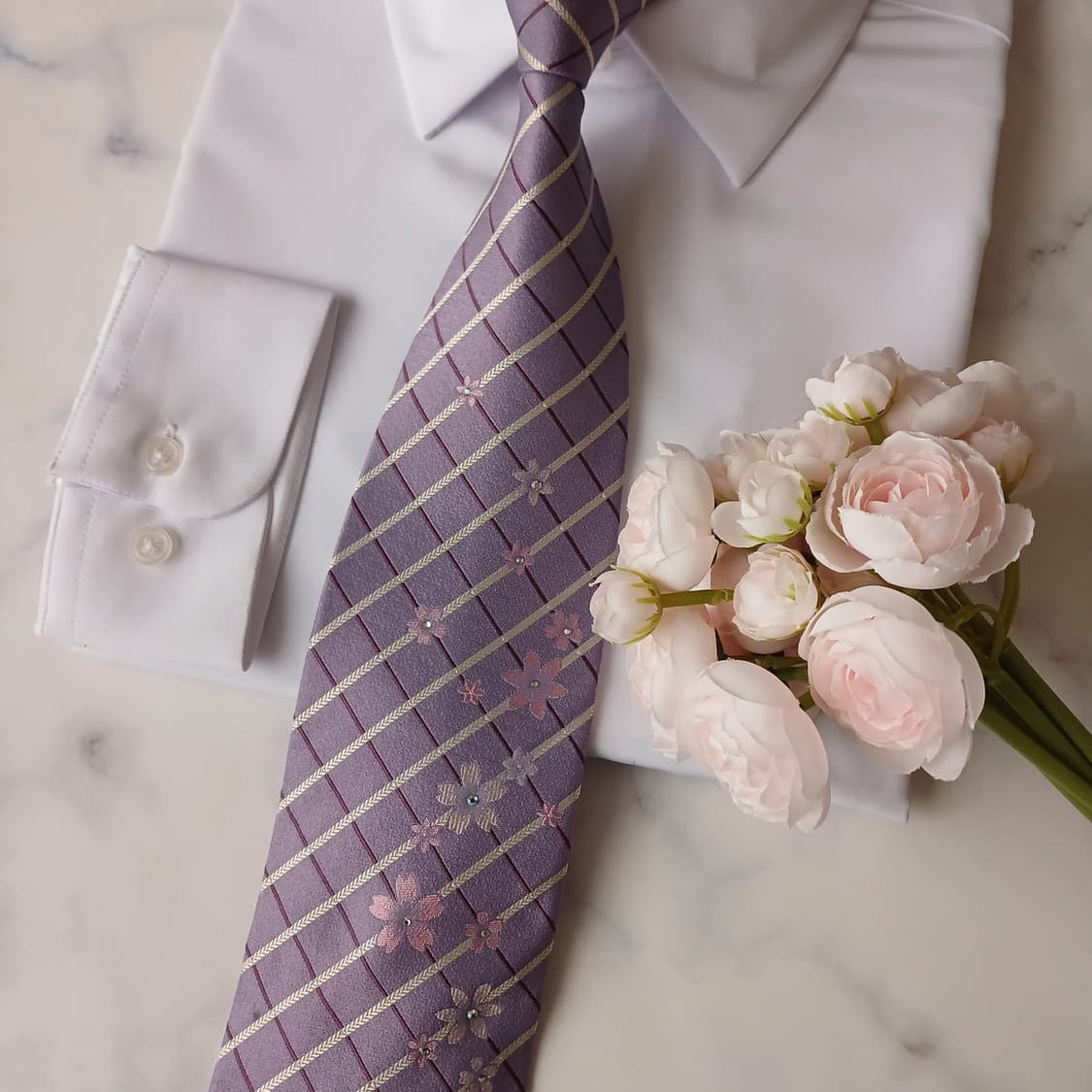 크리지아 실크 바이올렛 패턴 넥타이 9.3cm A등급 A19505
 상품이미지7