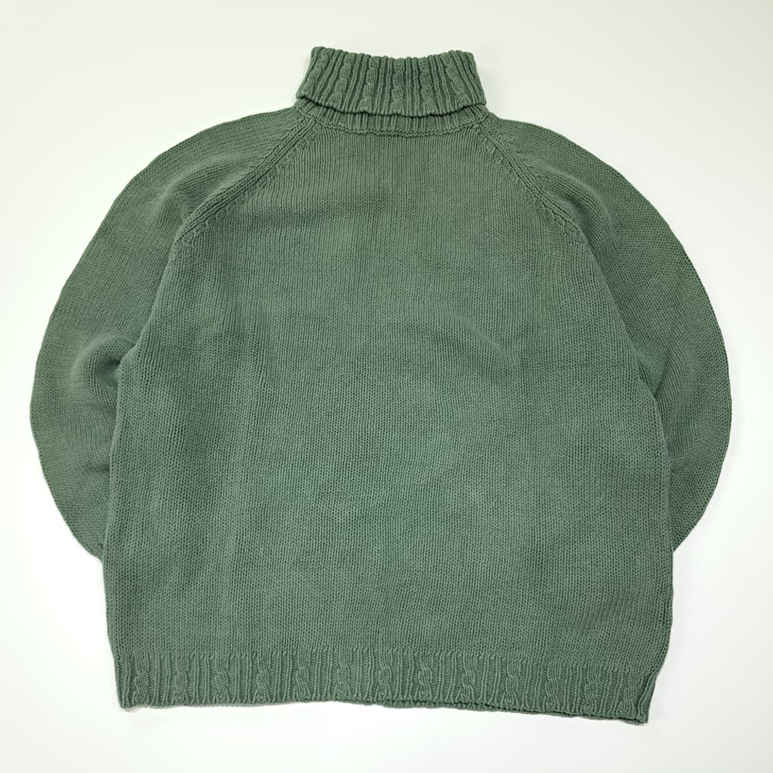 CL351 L 엘엘빈 80s 홍콩판 케이블 터틀넥 세이지그린 니트스웨터 상품이미지1