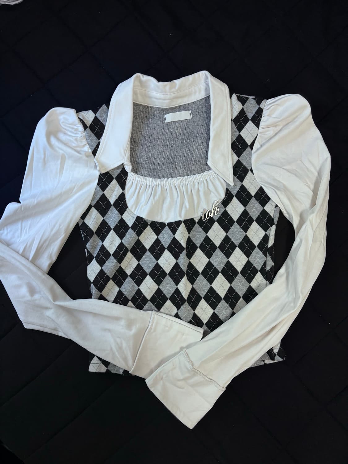 TOH Dolly blouse 티오에이치 돌리 탑 아가일 티셔츠 블라우스 상품이미지2