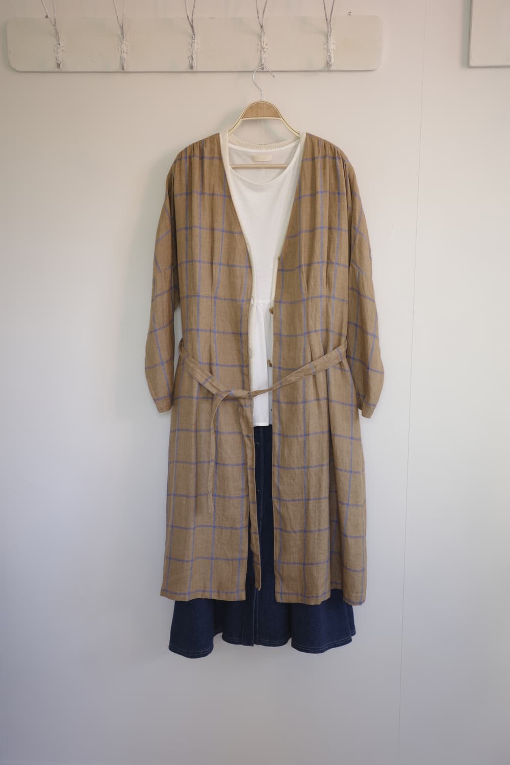 일본 빈티지 린넨 롱 로브 원피스 (벨트 세트) 상품이미지7