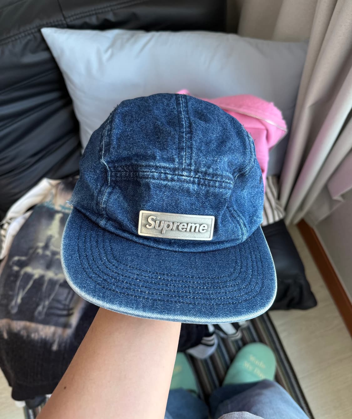 슈프림 데님 메탈 캠프캡 상품이미지1