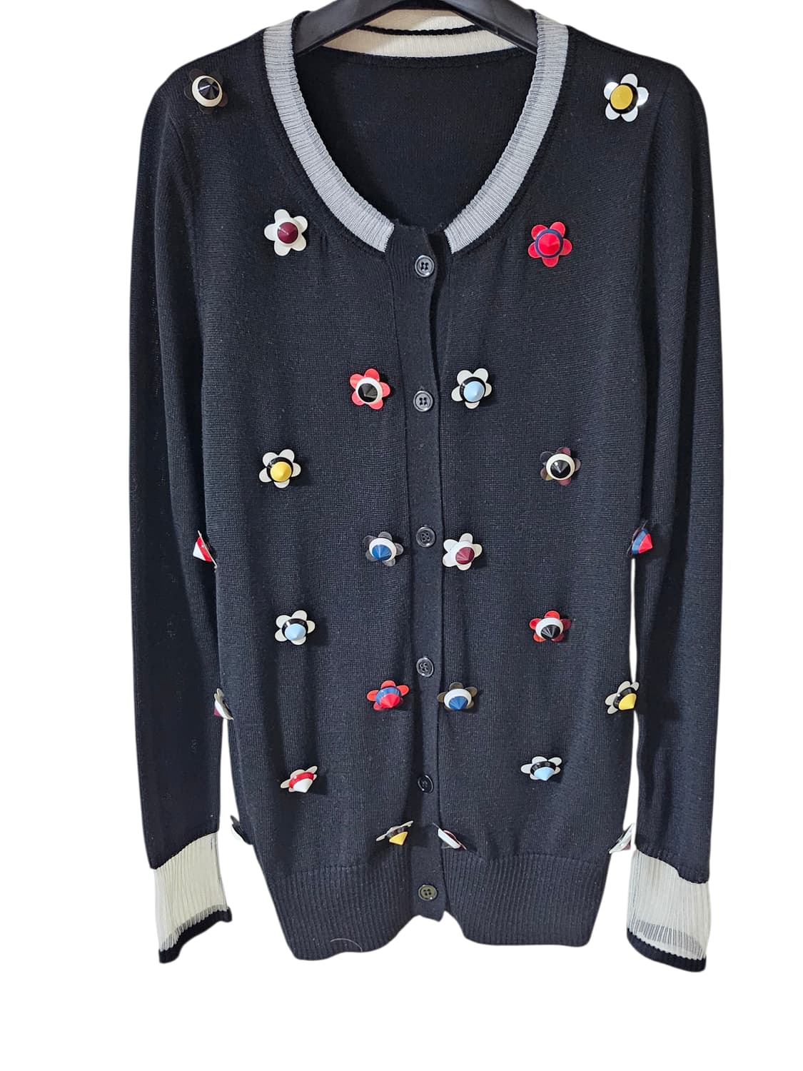 🌸 입체 플라워 아플리케 가디건 FREE | 캐시미어 혼방 · 유니크 상품이미지5