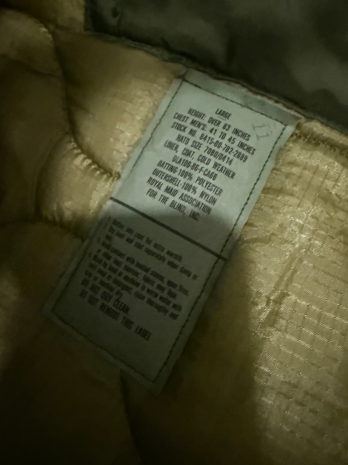 M-65 필드 코트(야상)의 라이너 상품이미지3