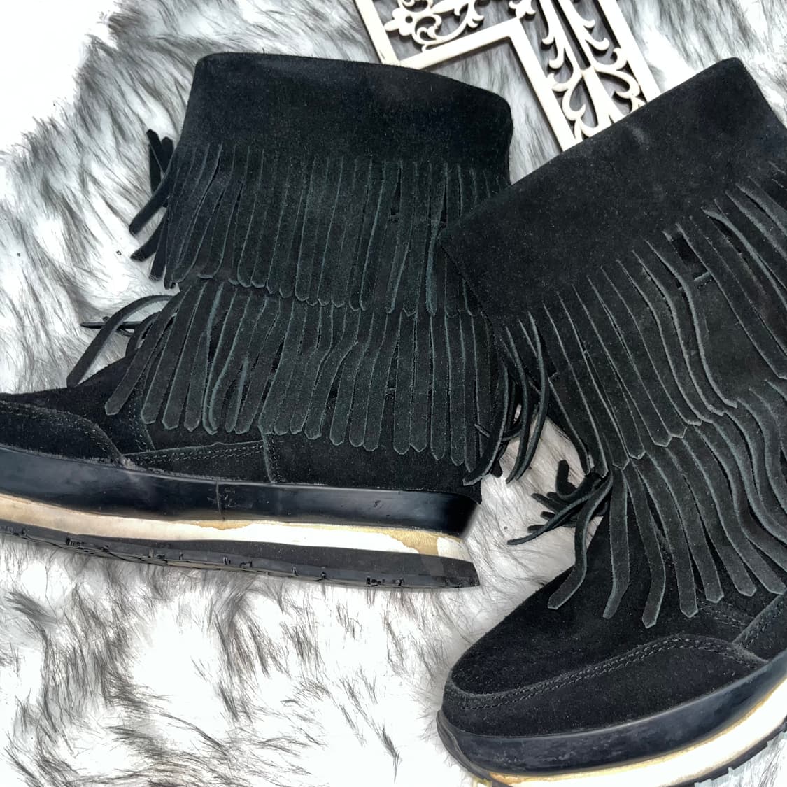 빈티지 프린지 블랙 부츠 상품이미지2
