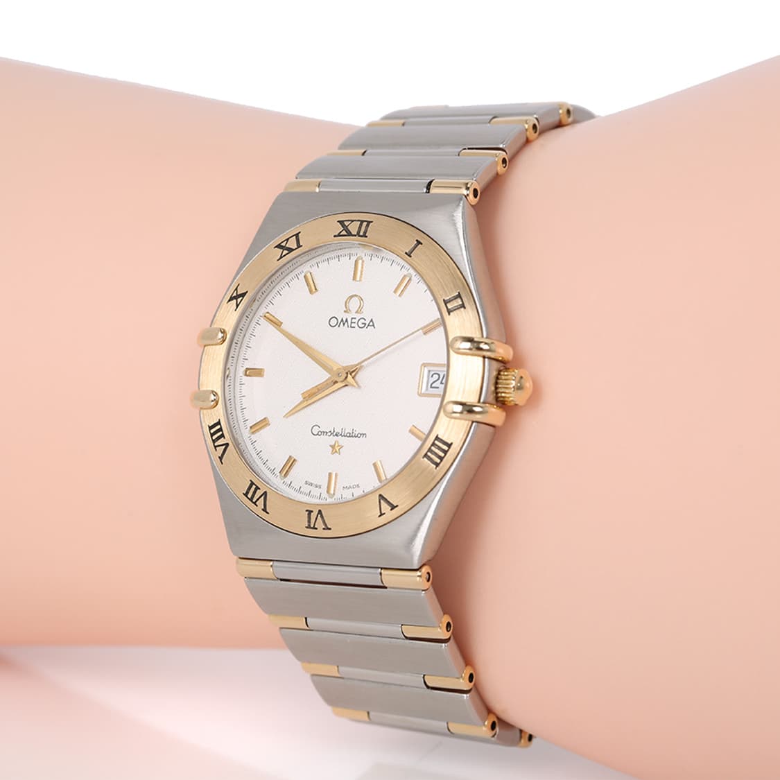 오메가 컨스텔레이션 하프바 워치 화이트 콤비 시계 인덱스 상품이미지10
