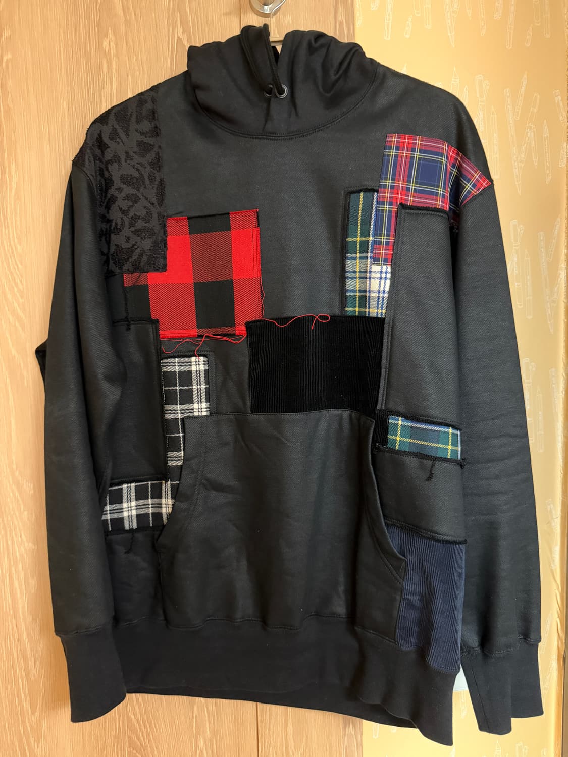 Junya Watanabe 블랙 패치워크 후드티 L  상품이미지1