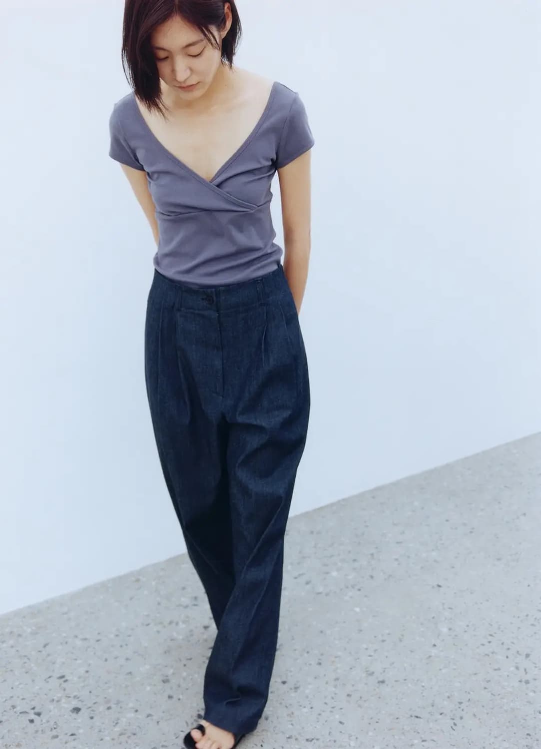 Wide Two-Tuck Pants Indigo S사이즈 상품이미지1