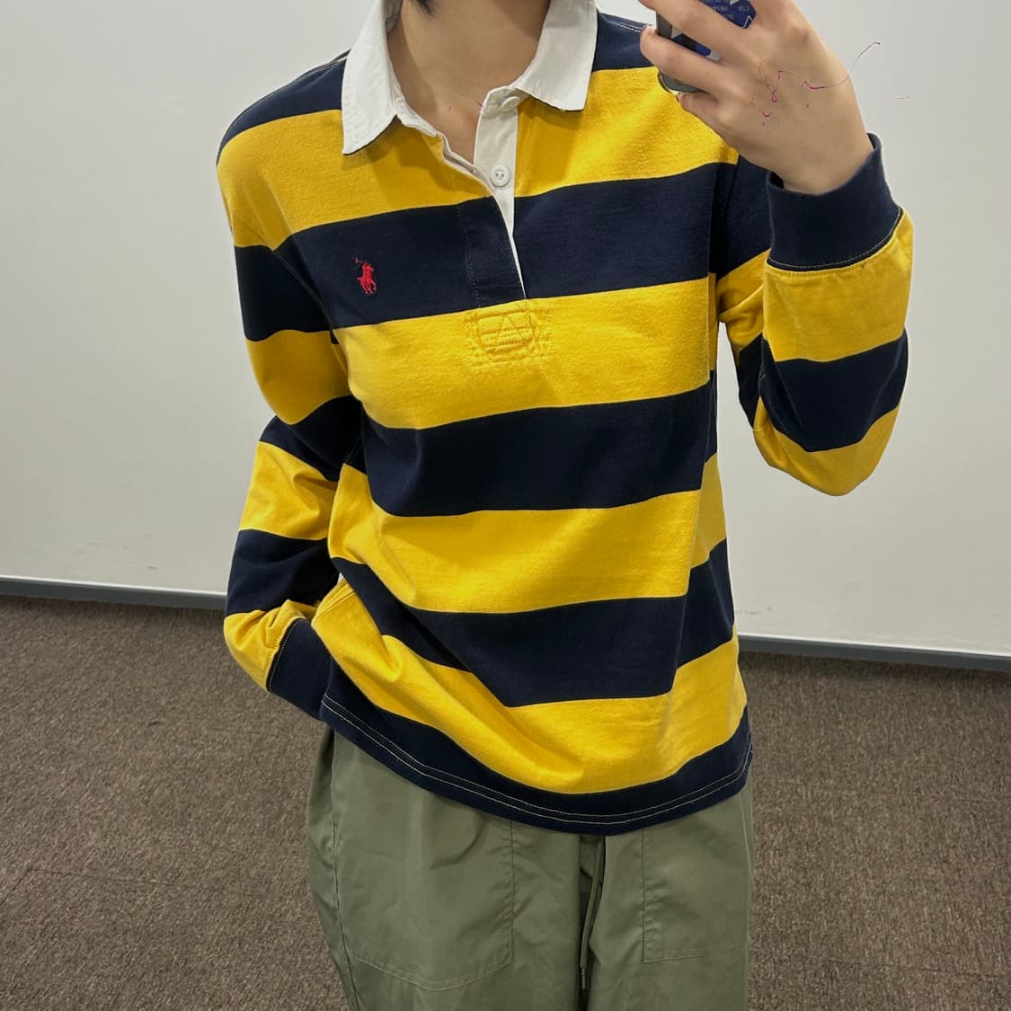 Polo 폴로 네이비 옐로우 스트라이프 카라티 상품이미지2