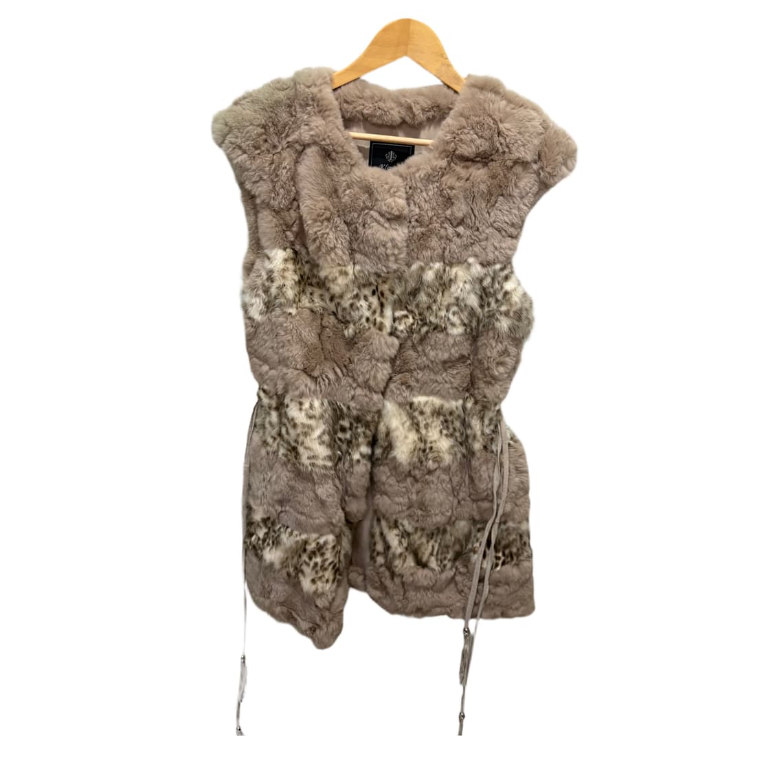 빈티지 핑크베이지 레오파드 퍼 조끼 베스트 상품이미지9