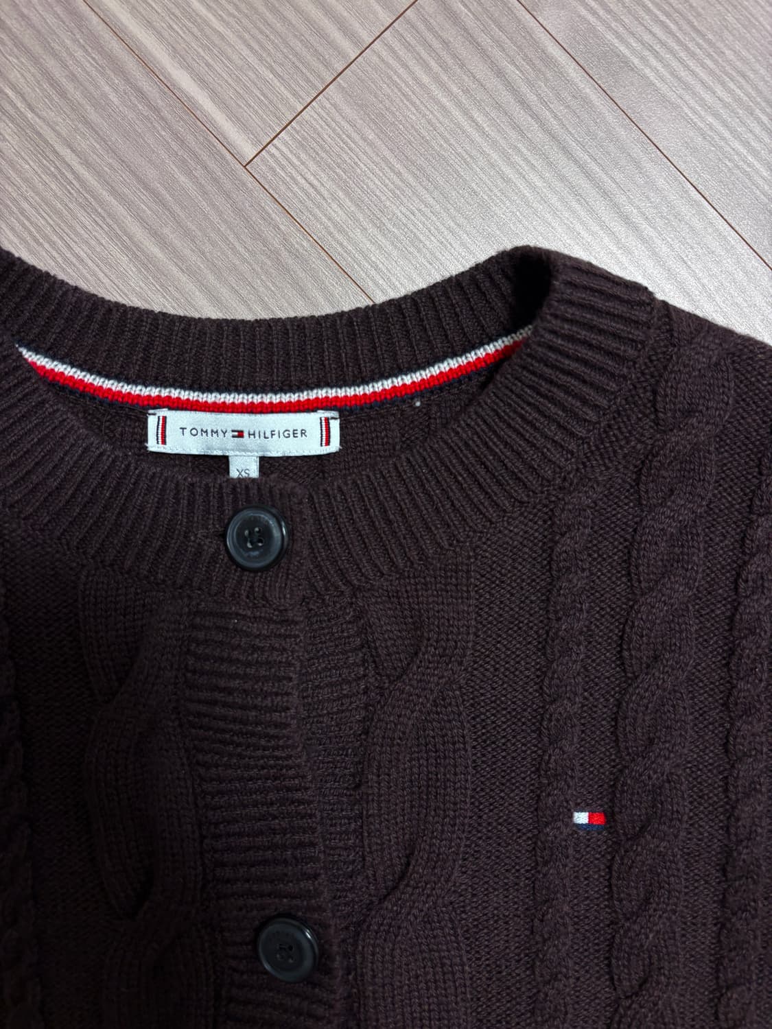 타미힐피거 꽈배기니트 가디건 XS 상품이미지2