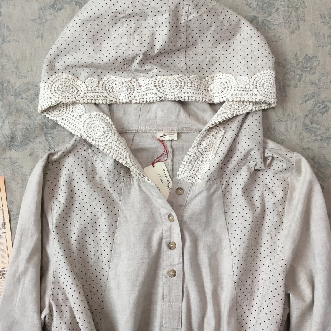 jpn vintage mori dot crochet hood one-pi 상품이미지10