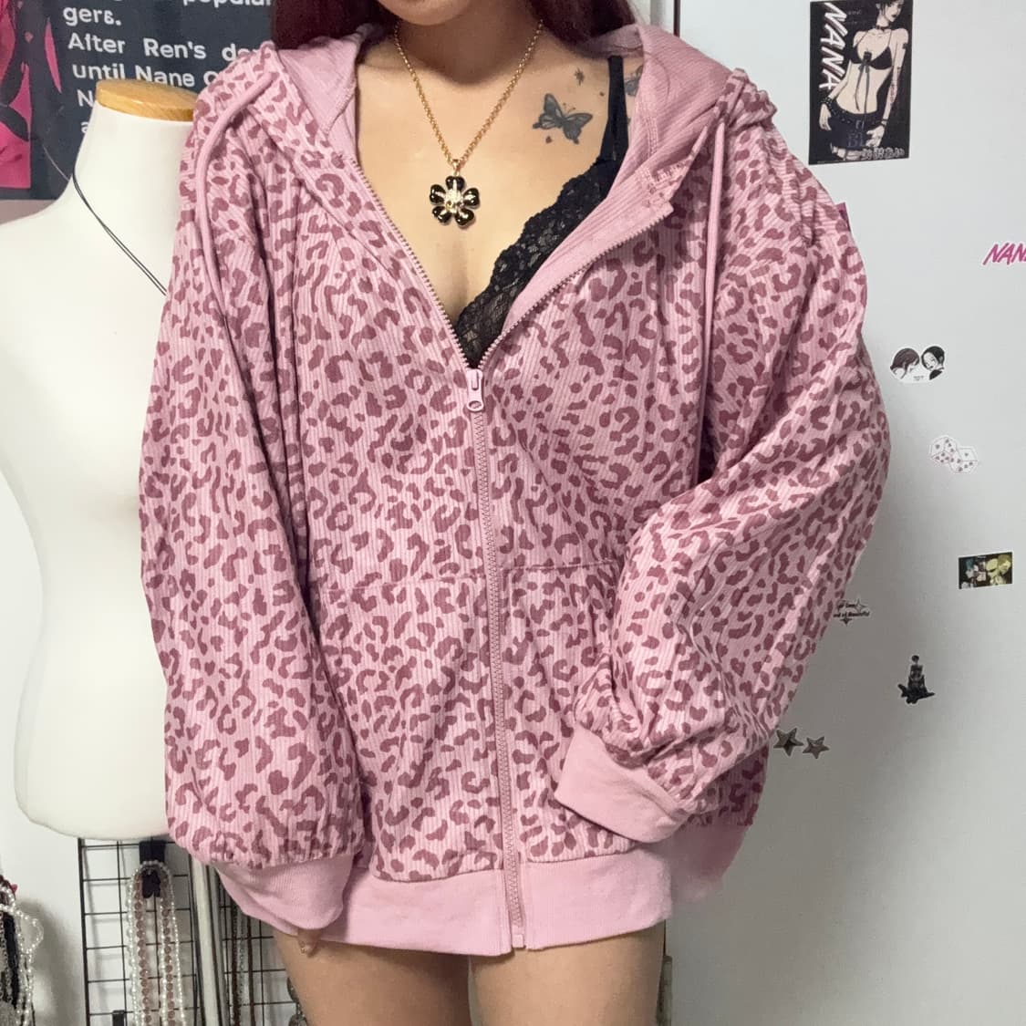 갸루 핑크 오버 후드집업  상품이미지4