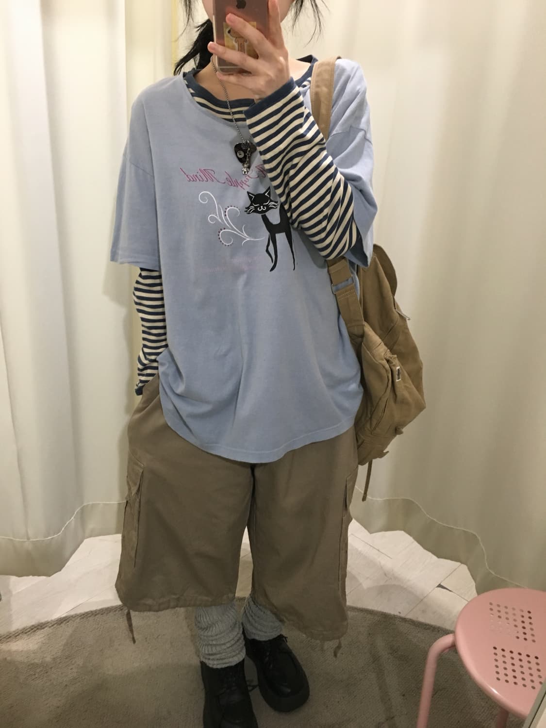 모리 하구미 네코 상의 레이어드 긴팔 세트  상품이미지2