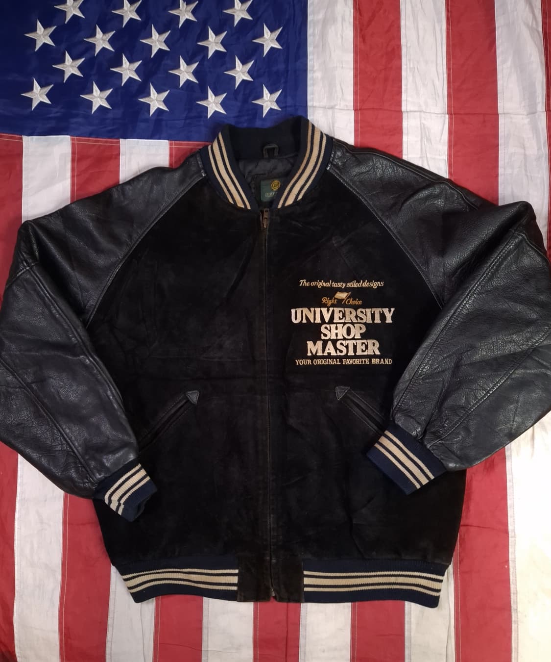 오리지날 80's 일본판 유니버스티샵마스터 리얼레더 바시티자켓 상품이미지5