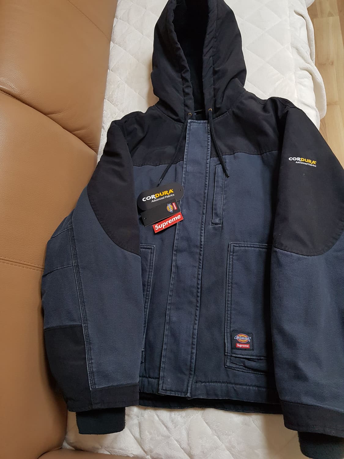 슈프림 X 디키즈 코듀라 후드 워크 자켓 블랙 25FW 상품이미지1