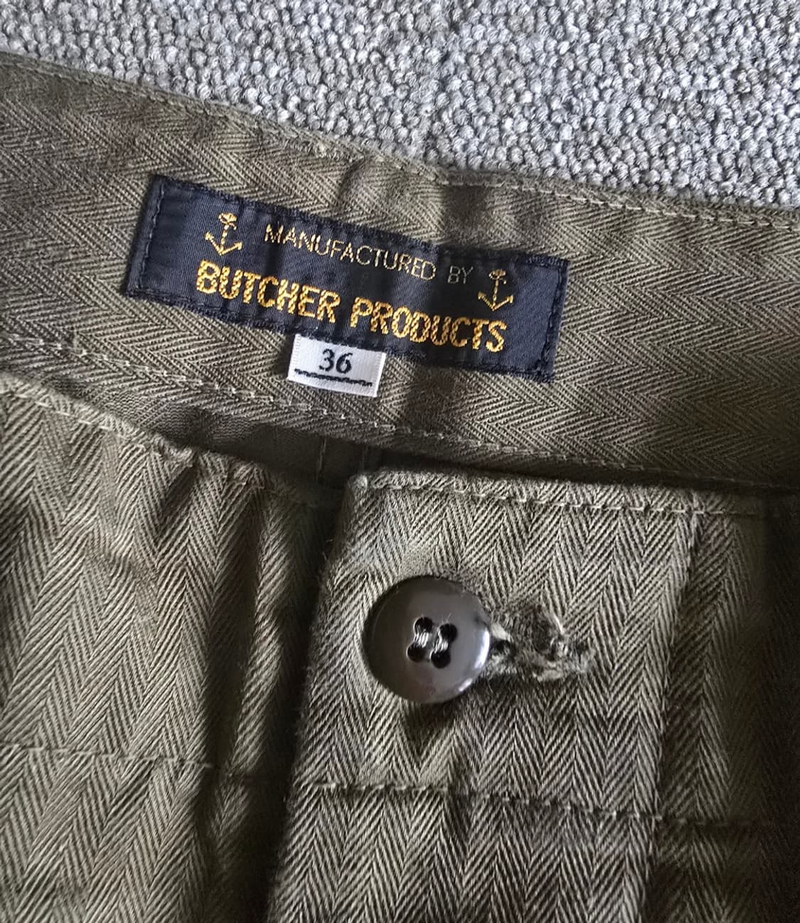 타임원클로딩 엣라코 헤링본 워크팬츠 36 올리브 트라우저 부처프로덕츠 상품이미지3