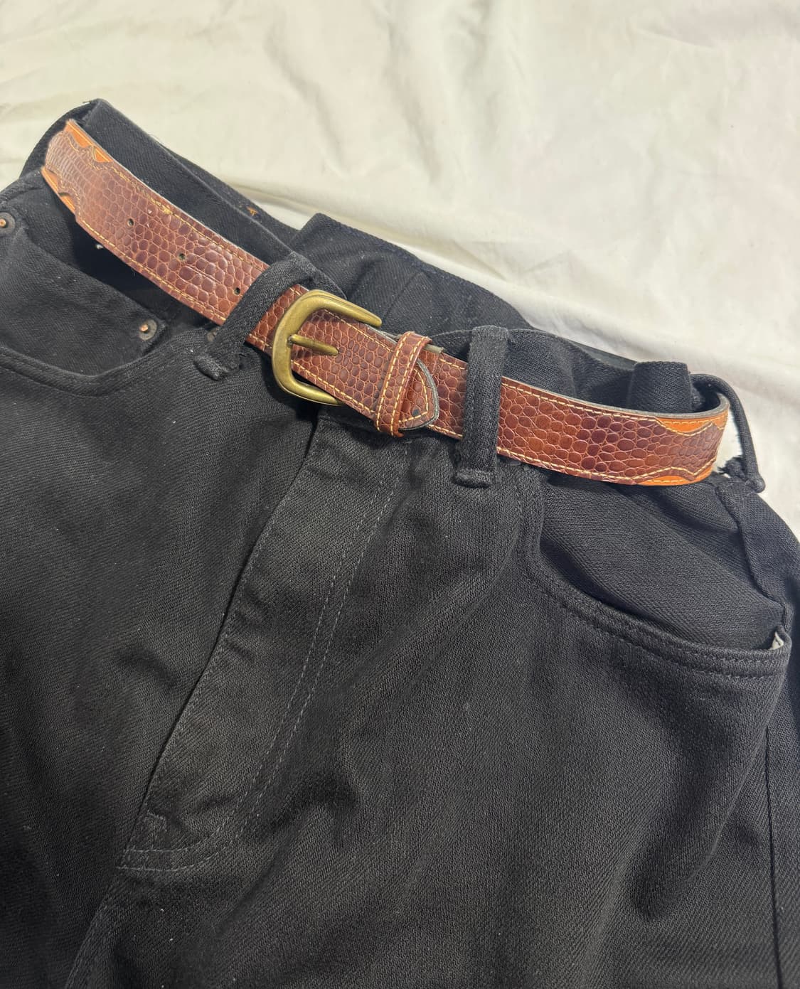 빈티지 크로커다일 웨스턴 레더 벨트 상품이미지2