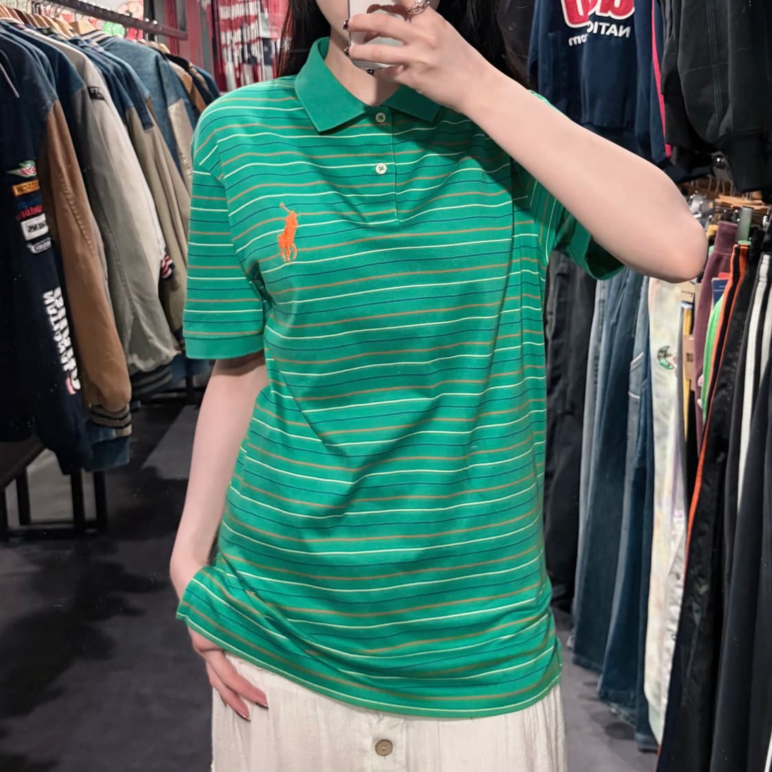 [IM] 폴로랄프로렌 스트라이프 반팔 피케 셔츠 그린 상품이미지2