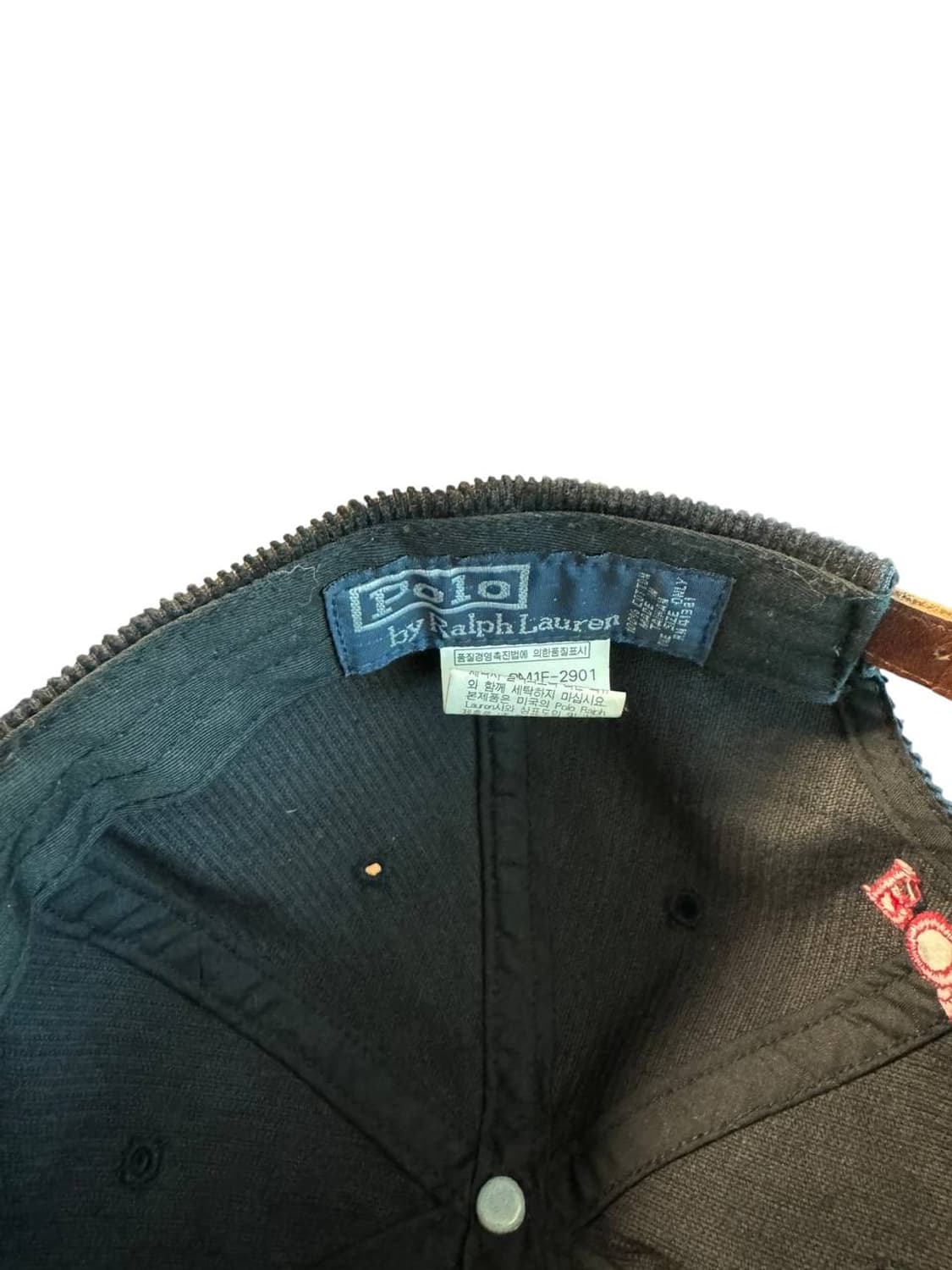 폴로 랄프로렌 코듀로이 블랙 레드 자수 볼캡 모자 상품이미지5