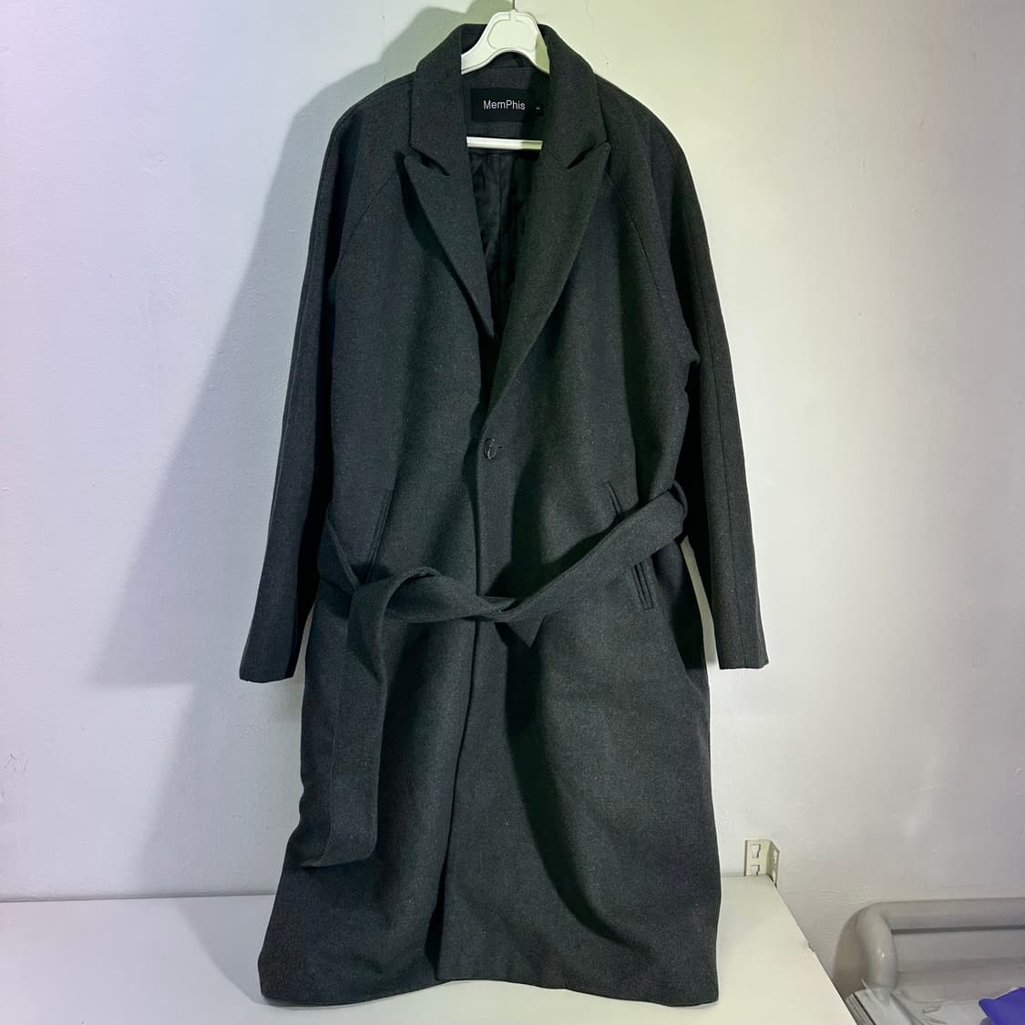 M-L MEMPHIS 차콜 로브 롱 싱글코트 상품이미지1