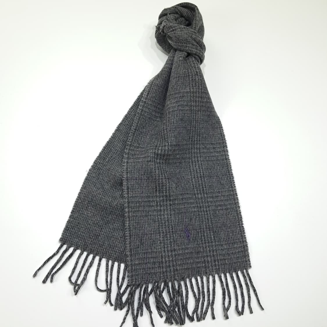 MX407 폴로 랄프 로렌 그레이 글렌 체크 & 퍼플 라인 양면 울 혼 상품이미지2