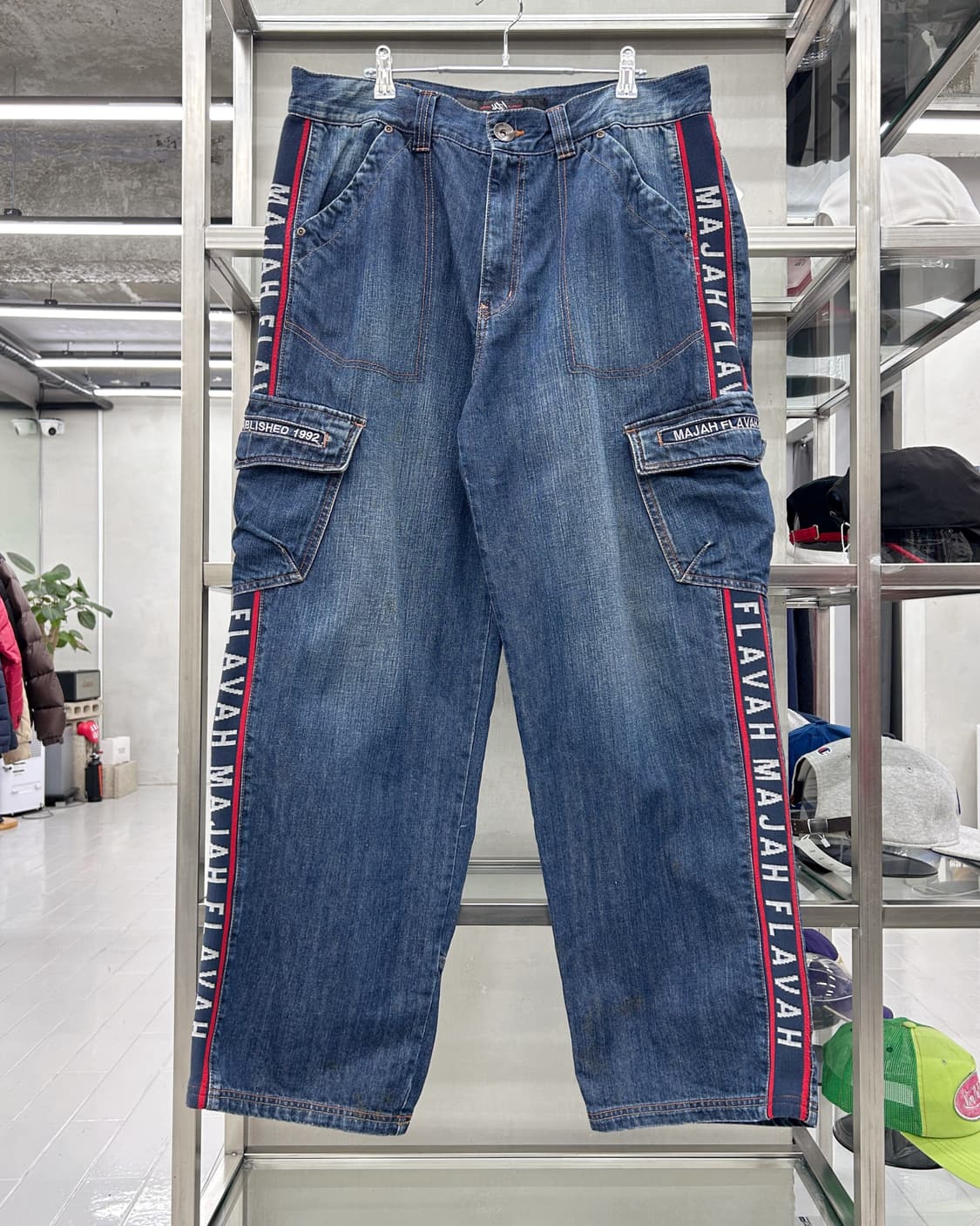 마자 플라바 00s 카고 포켓 워시드 데님 팬츠 상품이미지1