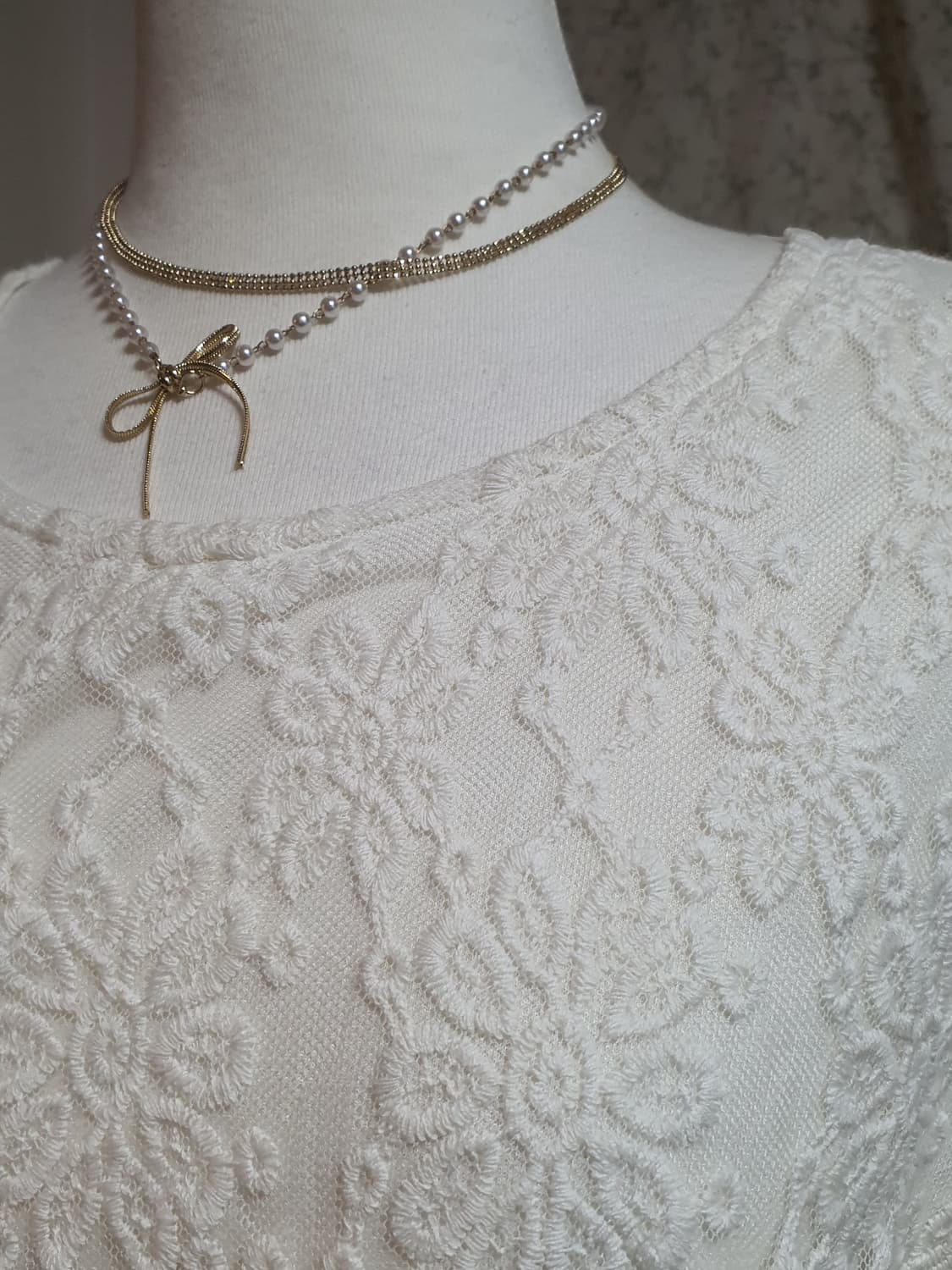 [빈티지] 아이보리 레이스 긴팔 블라우스 상품이미지2