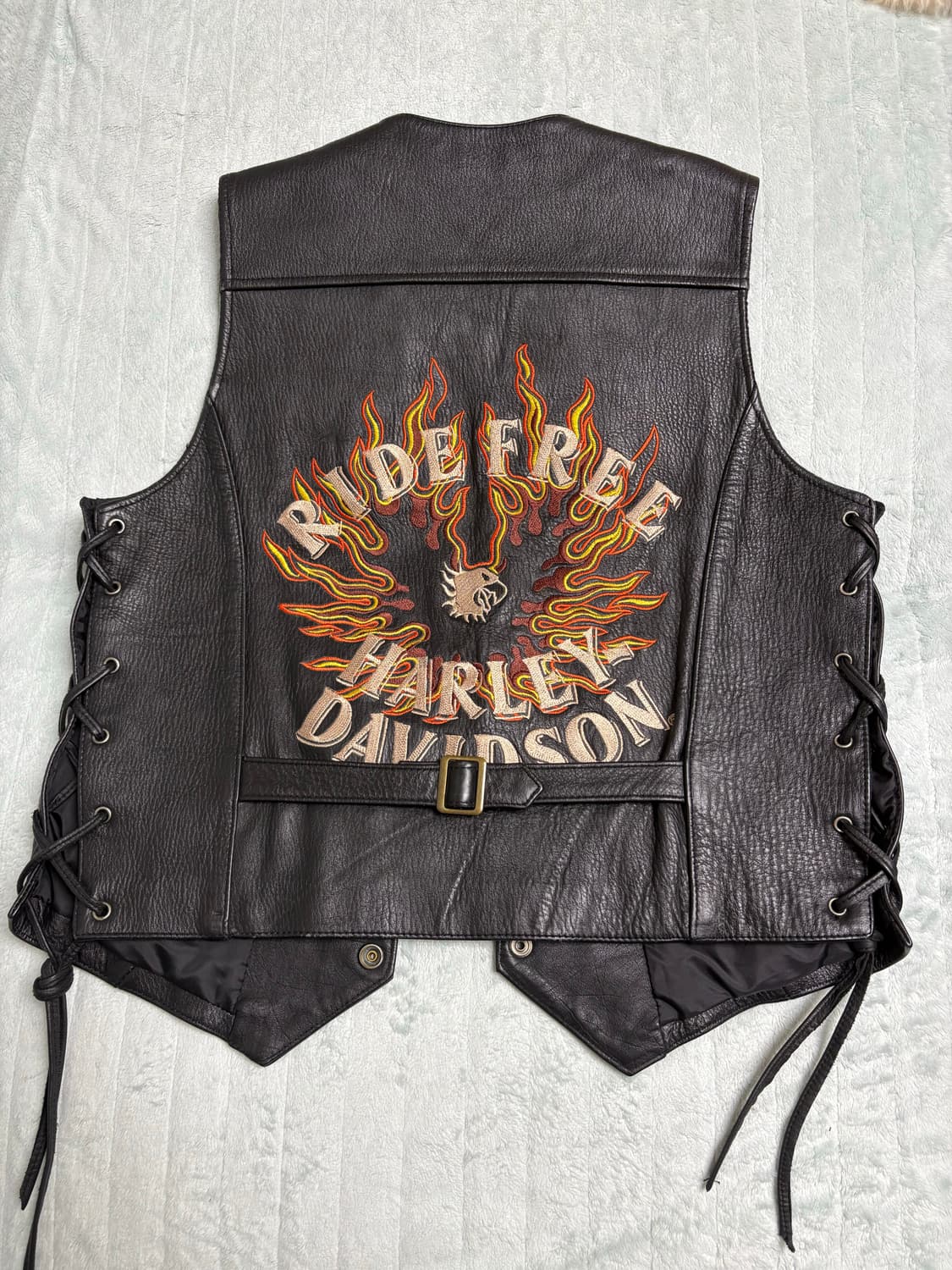 할리데이비슨 가죽 레더 조끼 S 상품이미지2