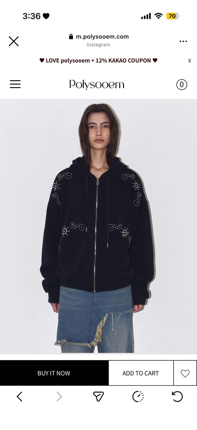 폴리수엠 스터드 후드집업 상품이미지1