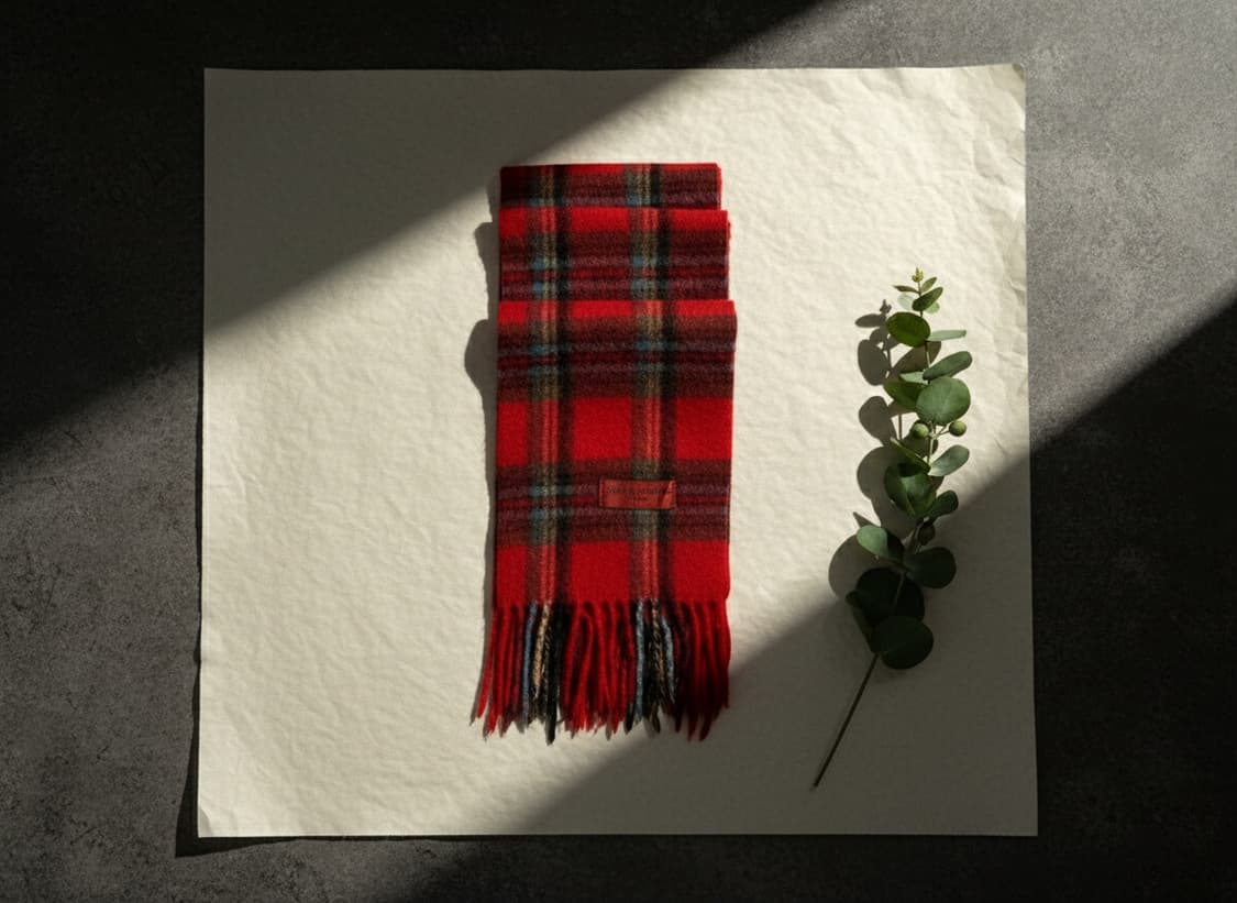 Charles Jourdan 샤를 쥬르당 레드 체크 울 머플러 상품이미지3