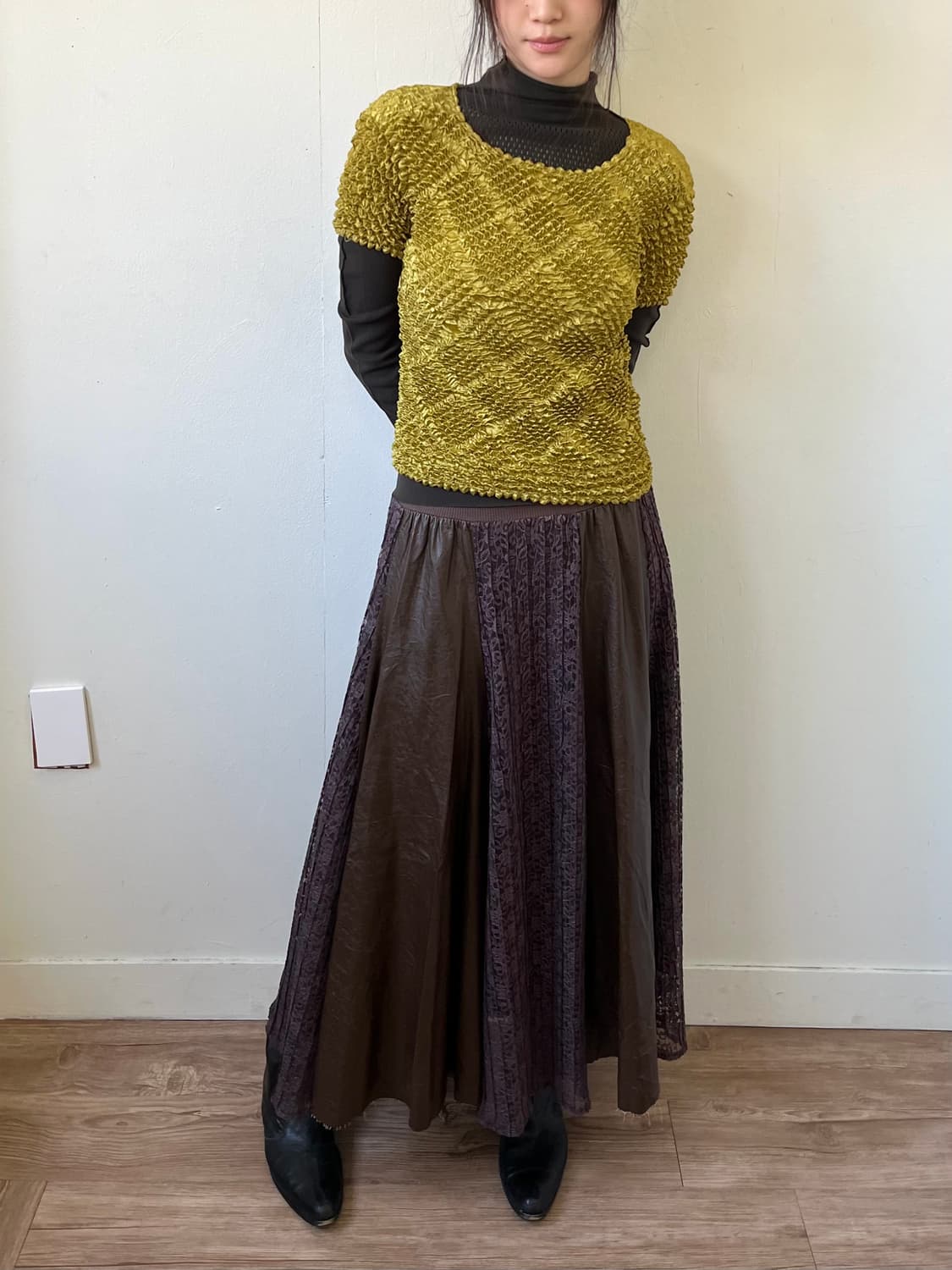 Japan vtg 플리츠 탑 상품이미지5