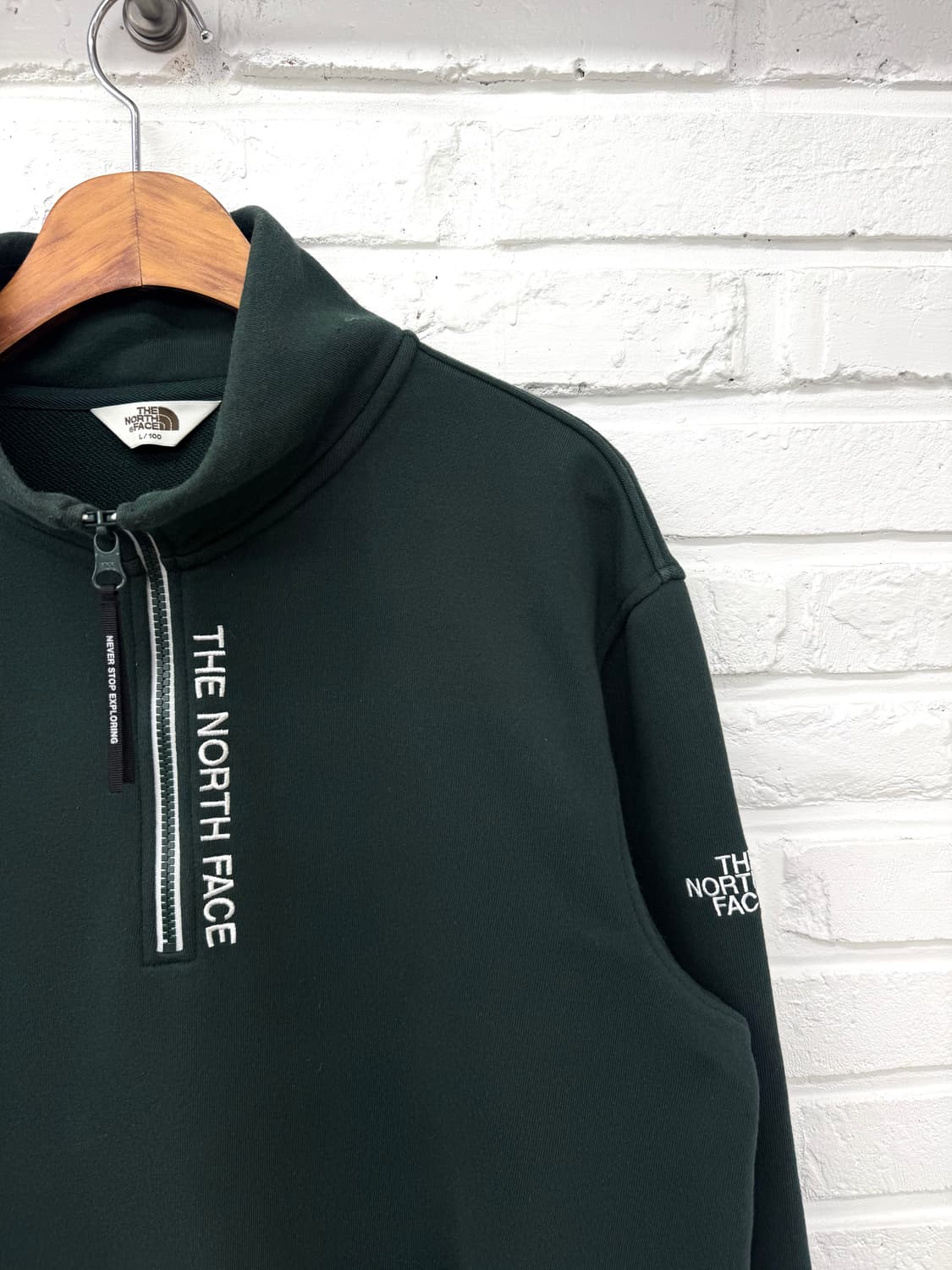 노스페이스 그린 반집업 스웻셔츠 상품이미지4
