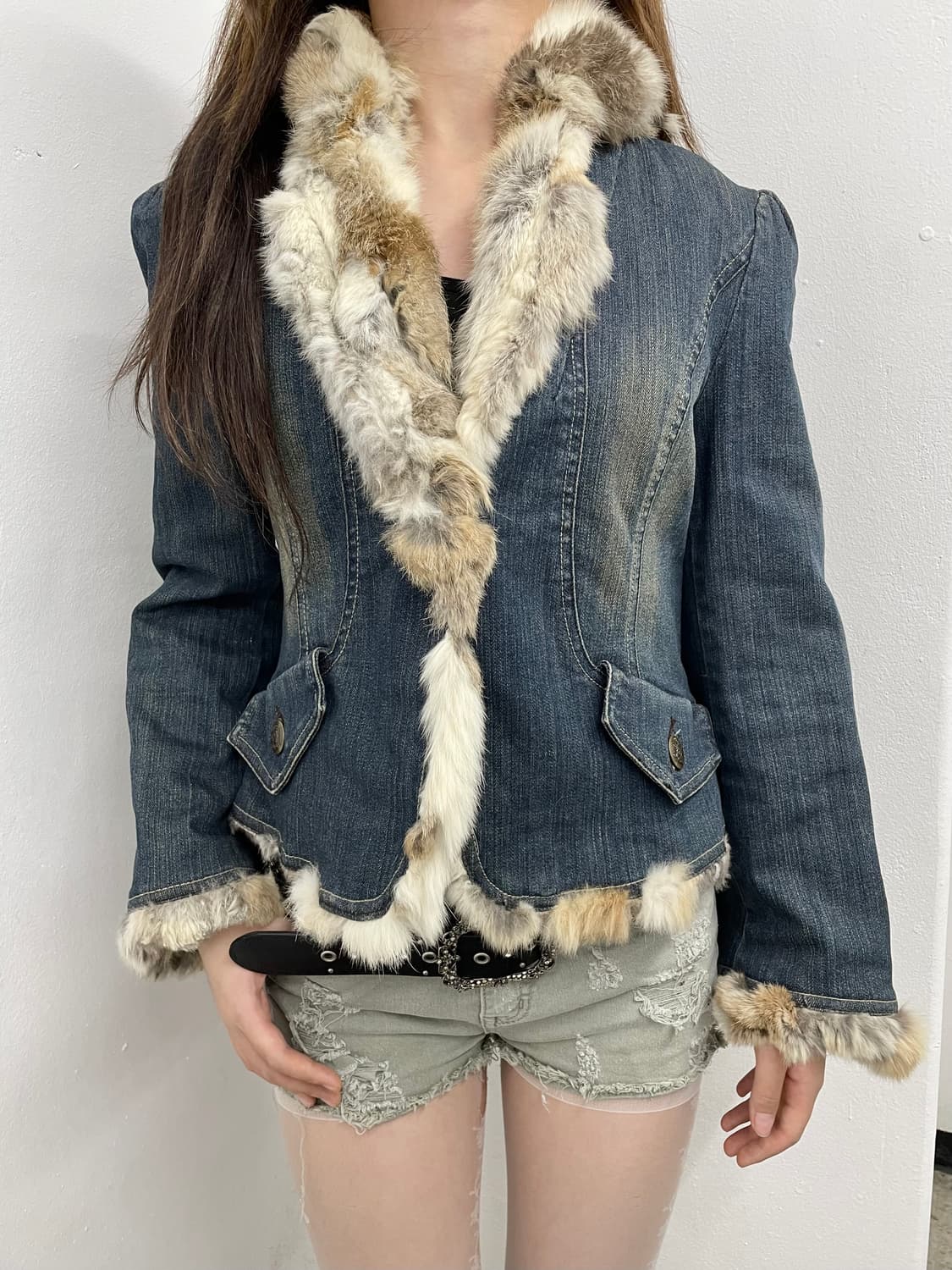 y2k 퍼트리밍 데님 아일렛 자켓 상품이미지2