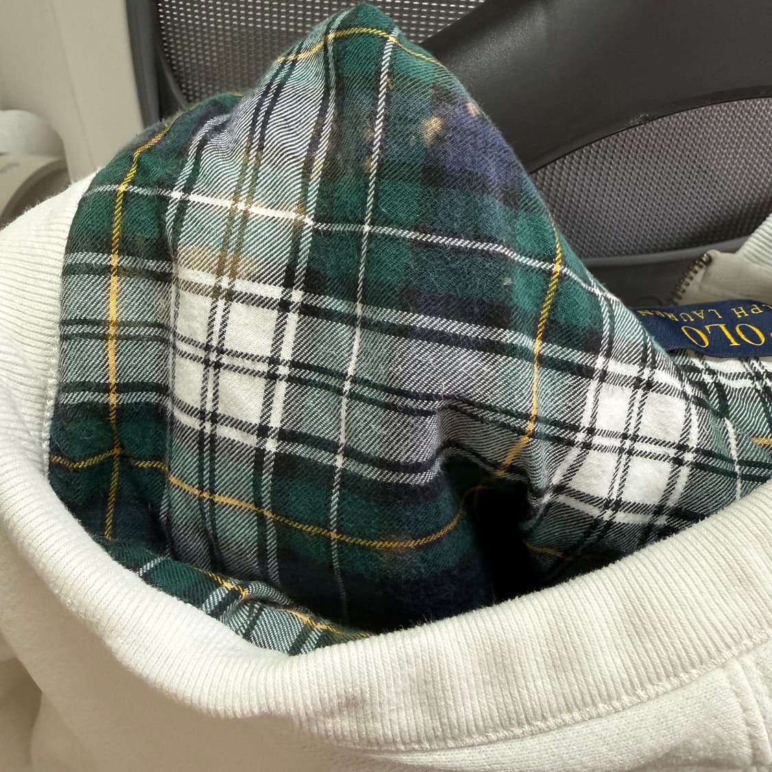 M 폴로 빅포니 체크 후드집업 화이트 상품이미지2