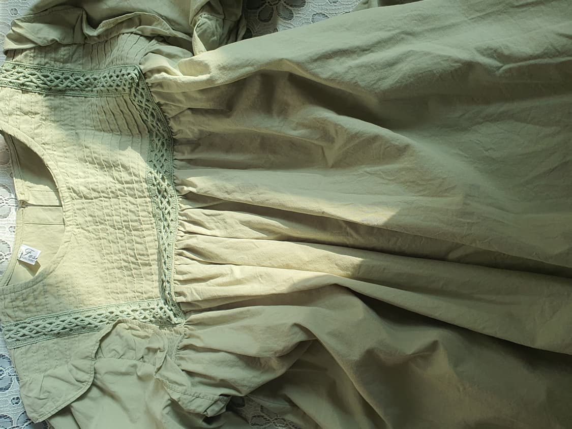 [모리걸] 핀턱 그린카키색 롱 슬리브 프릴 블라우스 상품이미지5