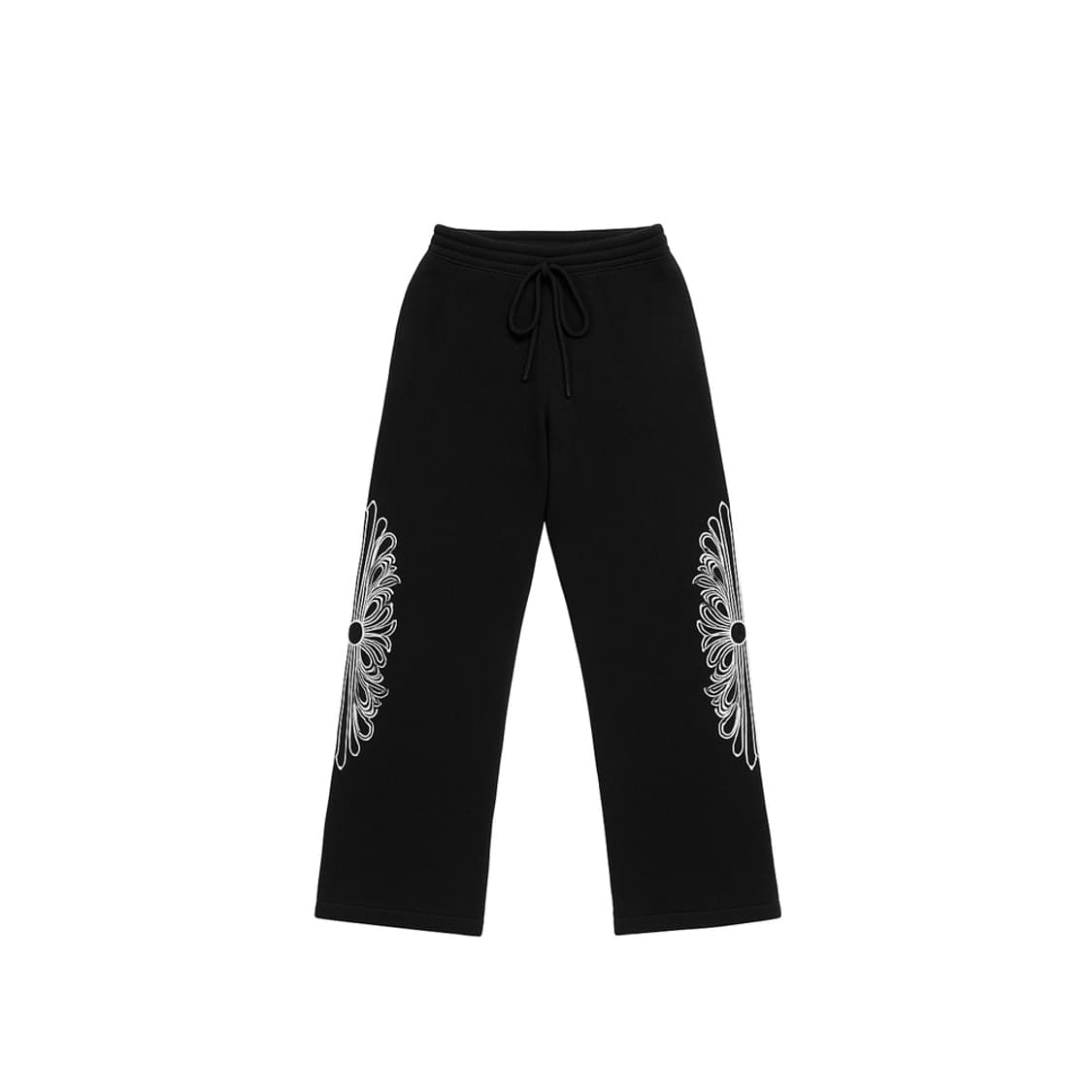 [S] 크롬하츠 캐시미어 화이트 자수 플로랄 스웨트 팬츠 블랙 상품이미지1