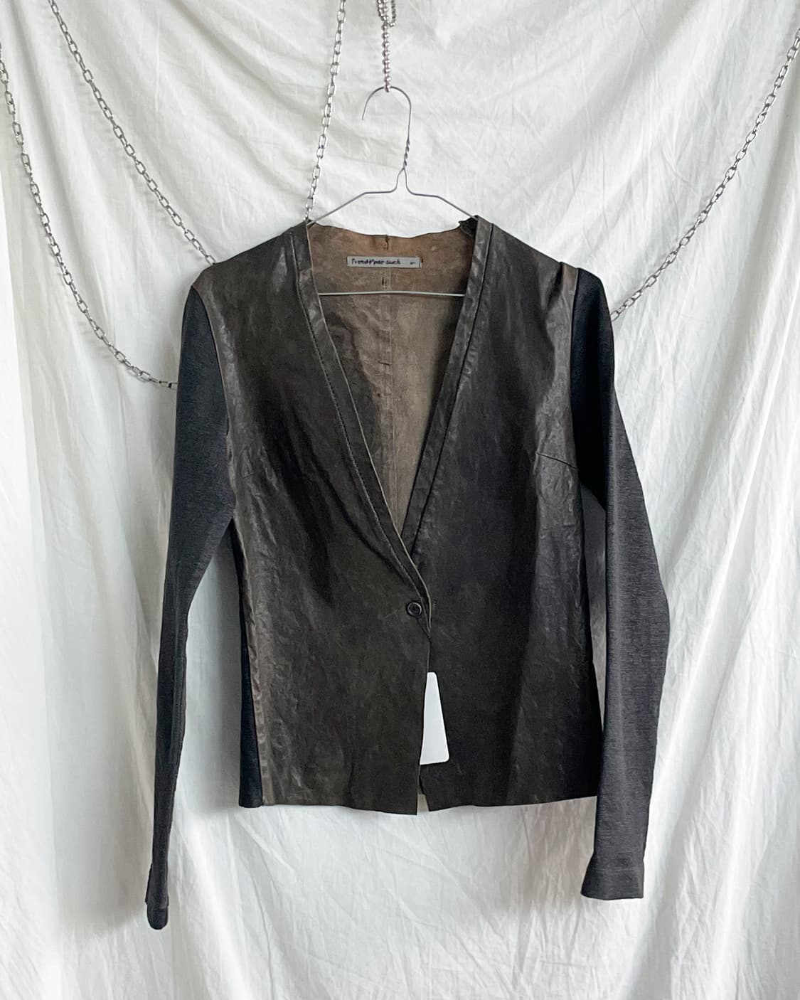 트랜짓 니트슬리브 아티저널 레더 가디건 상품이미지4