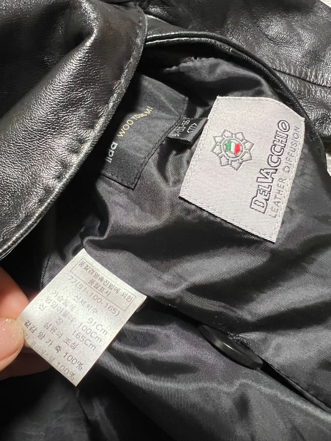 우영미 블랙 가죽 레더 블레이저 자켓 빈티지 상품이미지3