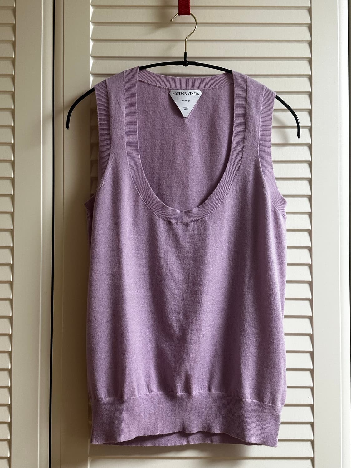 보테가 베네타 캐시미어 슬리브리스 니트 Lilac 상품이미지2