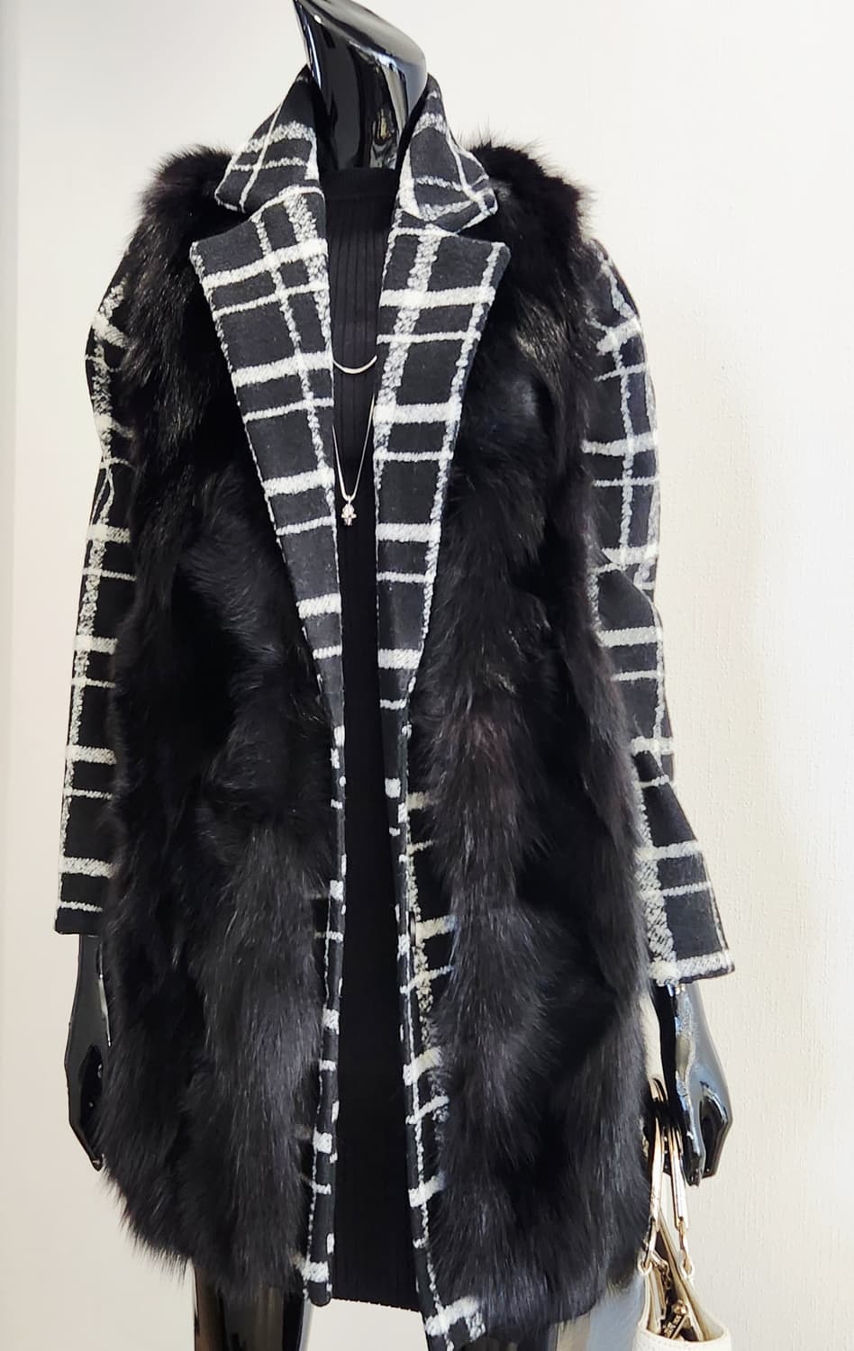 블랙체크코트  상품이미지7