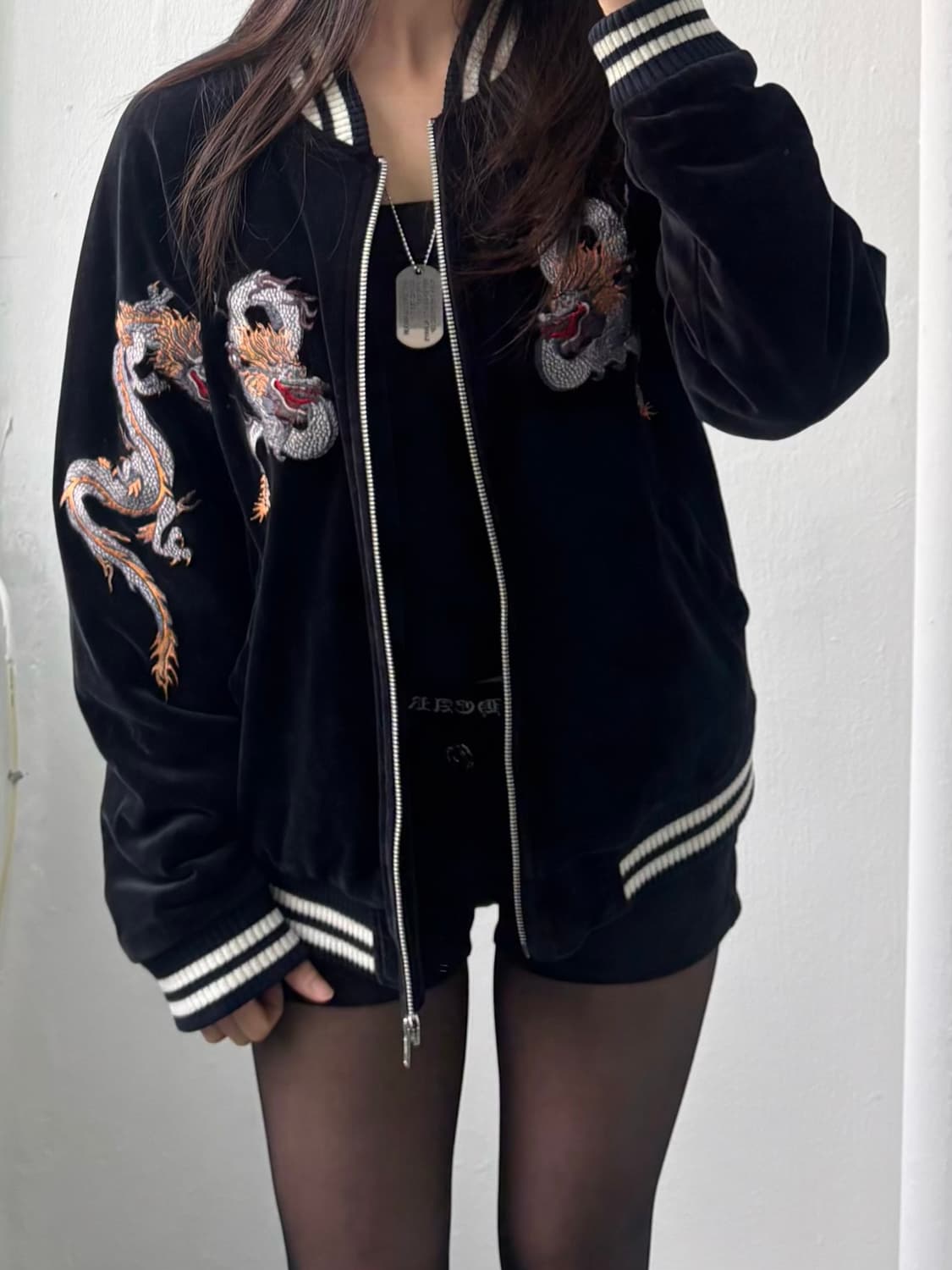 Hundredclub Velvet Dragon Skull Sukajan 상품이미지4